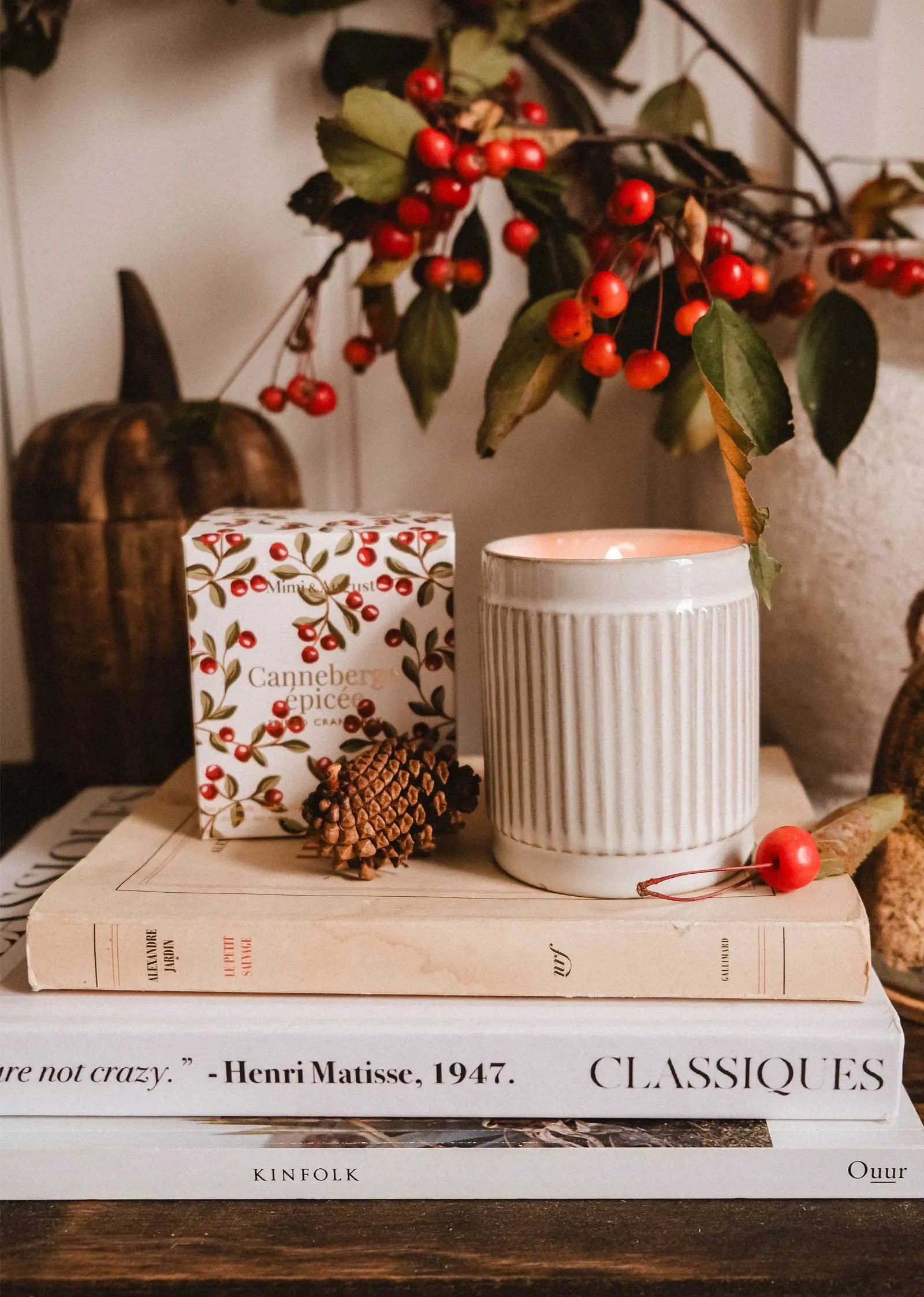 Canneberge Épicée – Bougie de Noël Coussins etc