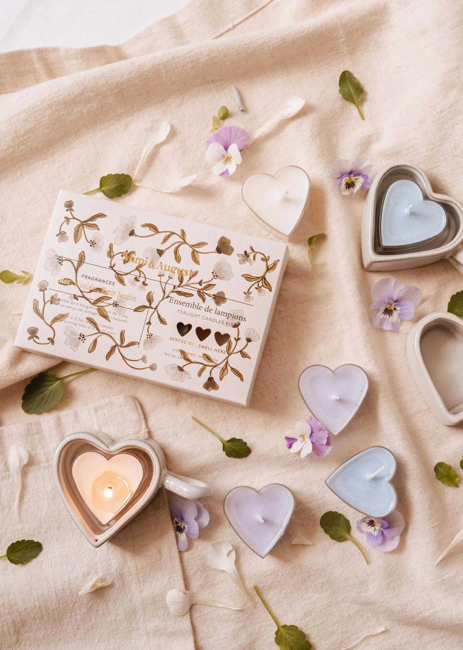 Blush Hearts Candle Tealight Mimi & August