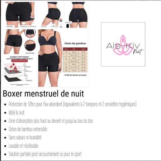 BOXER MENSTRUEL AIS-KIV NUIT Bélysime