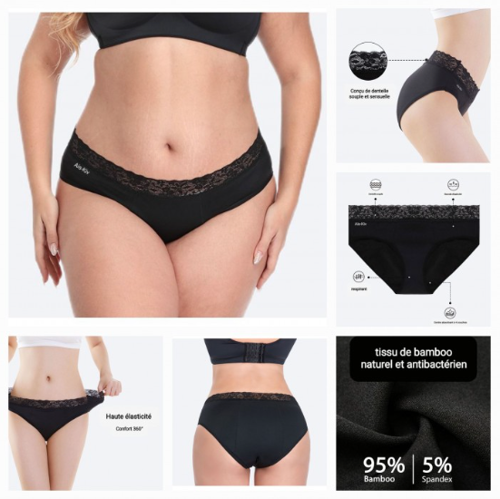 Culotte menstruelle dentelle taille basse Ais-Kiv Bélysime
