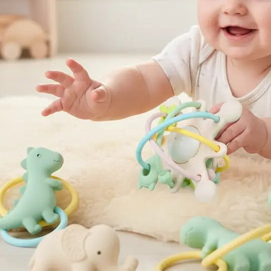 Jouet hochet - Globe pastel Création Jade - Attache-suces, jouets de dentition et accessoires pour bébés et enfants
