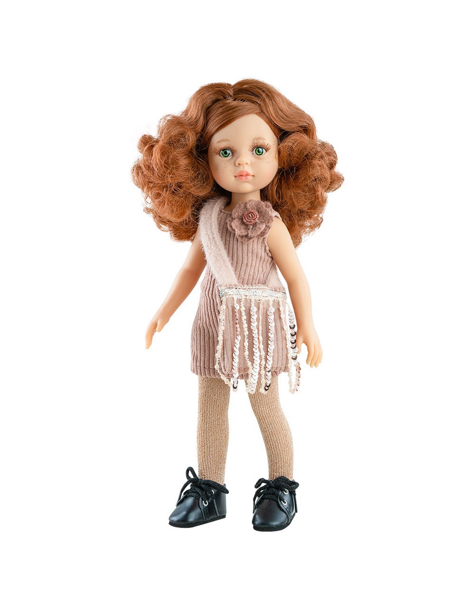 Las Amigas Doll Clothing - Pink corduroy dress and handbag - Paola Reina