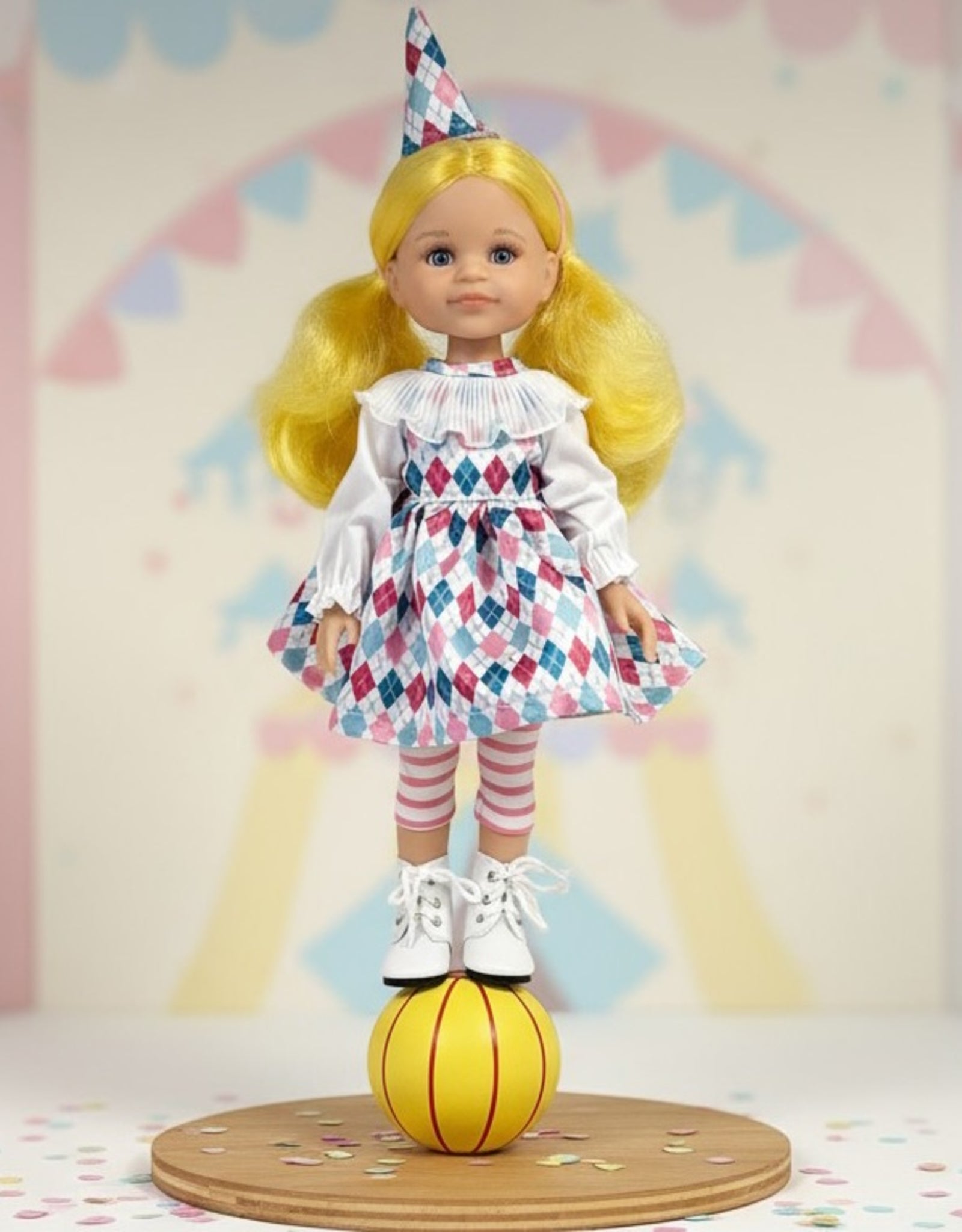 Las Amigas doll - Cleo harlequin with yellow hair - Paola Reina