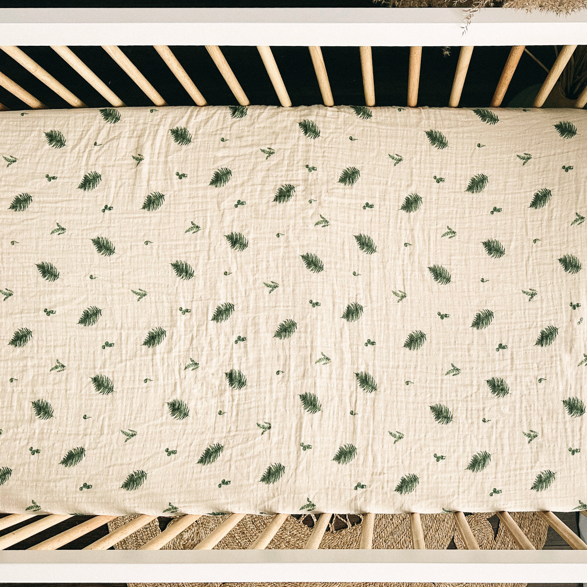 Organic Cotton Muslin Crib Fitted Sheets - Fern