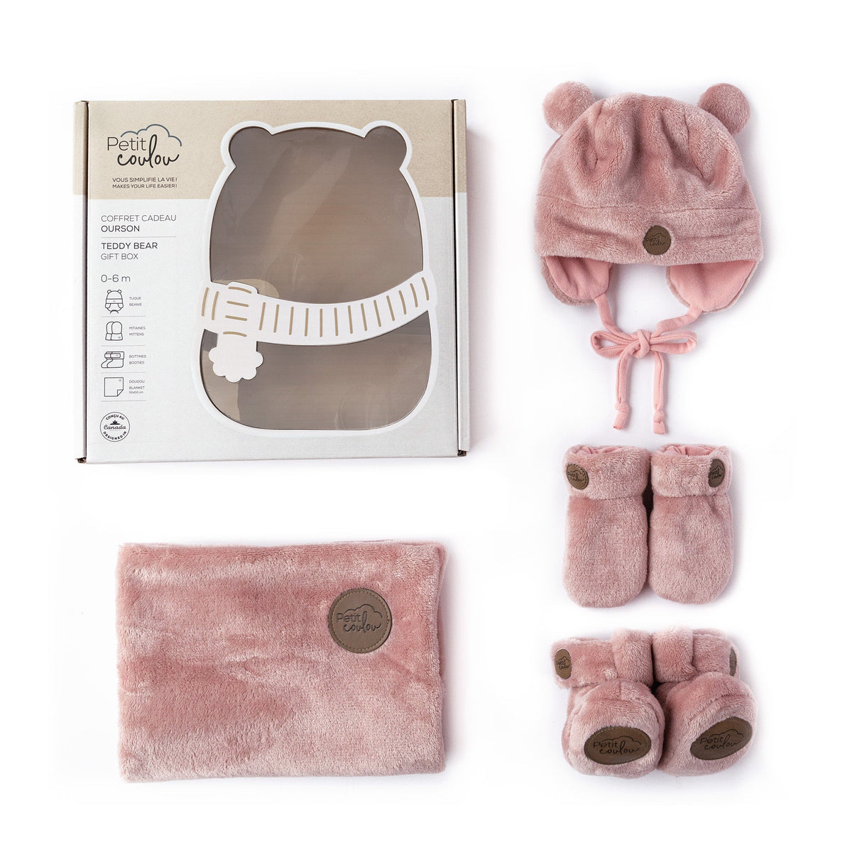 Coffret cadeau Ourson Minky pour bébé (4 accessoires) Petit Coulou