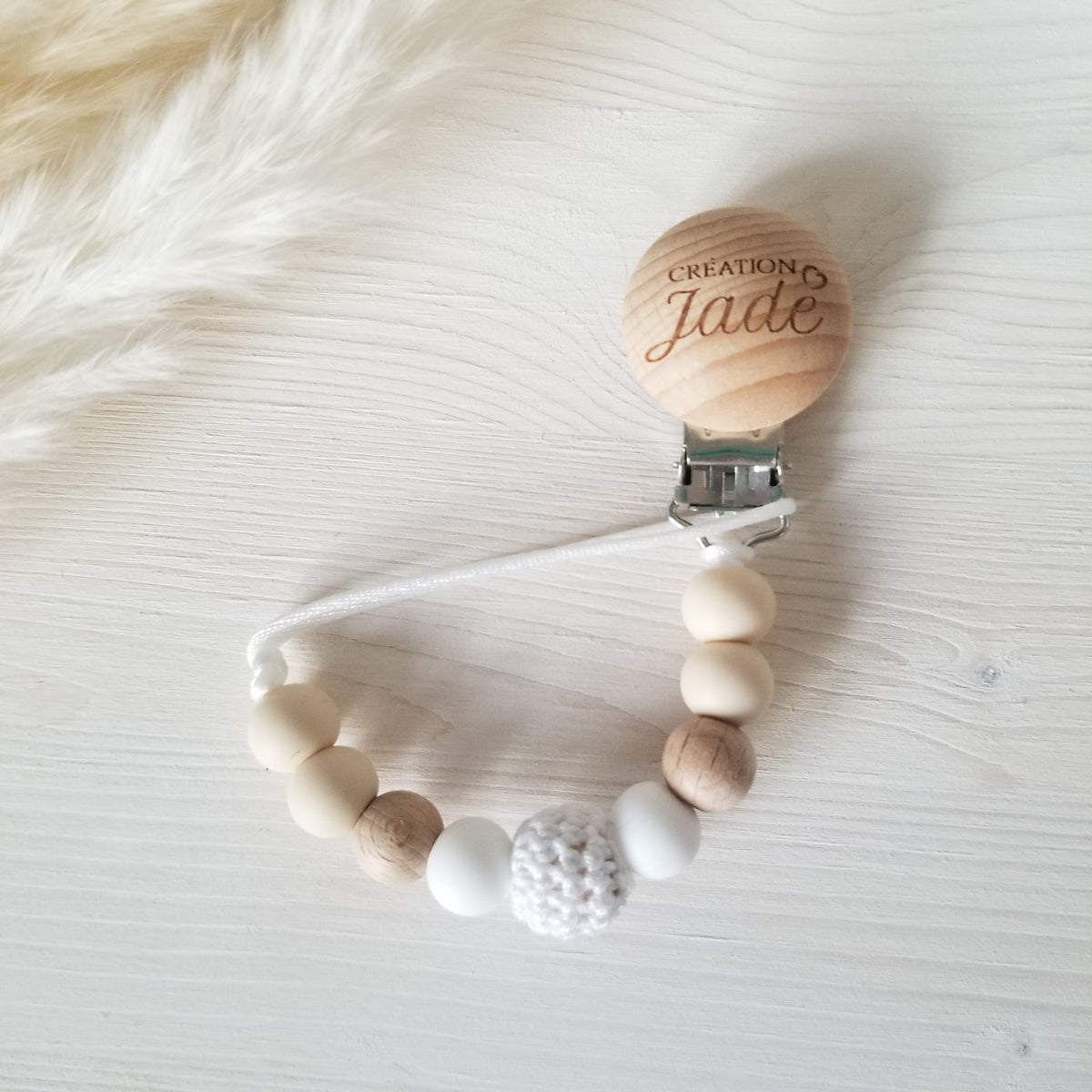 Attache-suce Bois - Pur - Blanc et crème