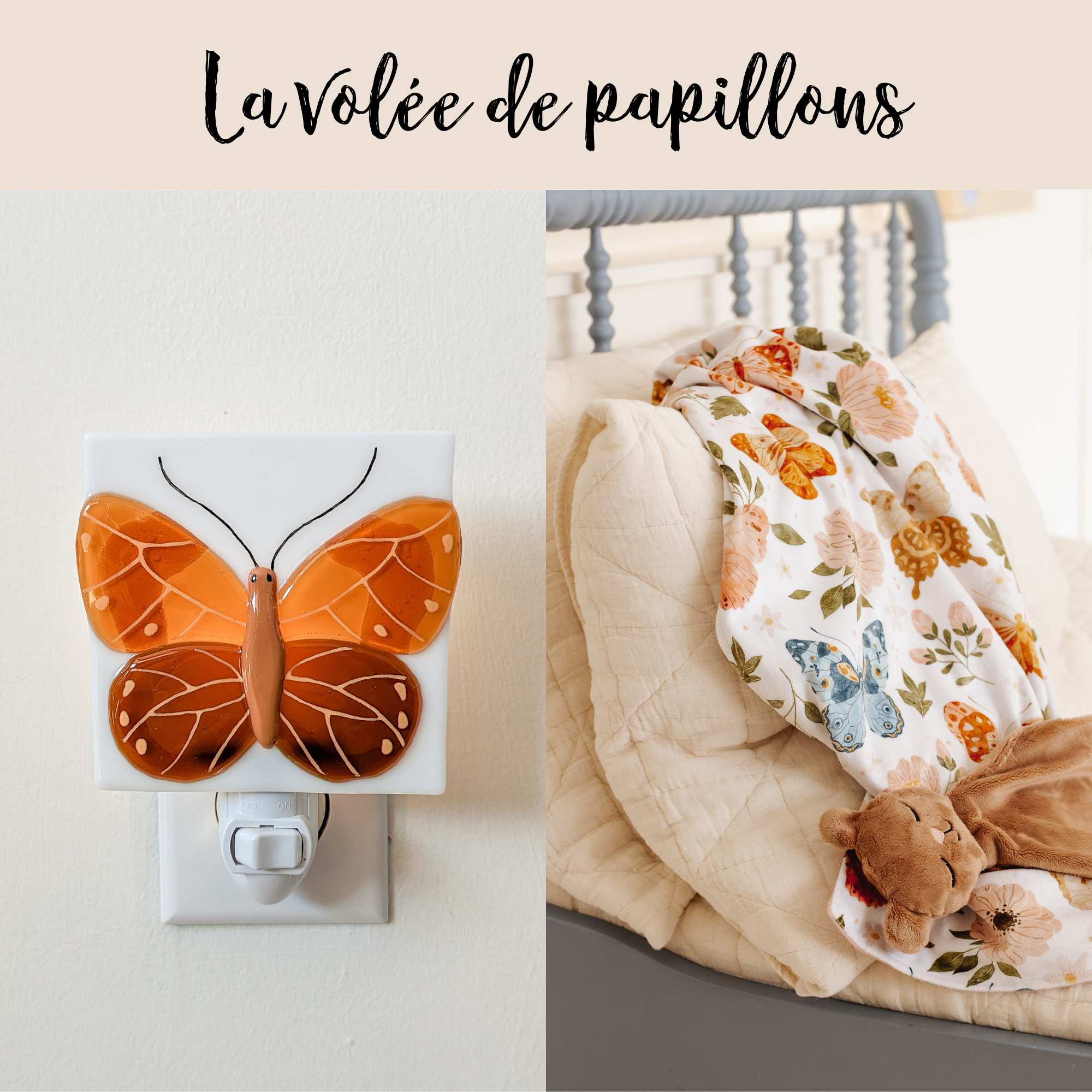 Night Light - The flock of butterflies - Orange - Veille sur toi
