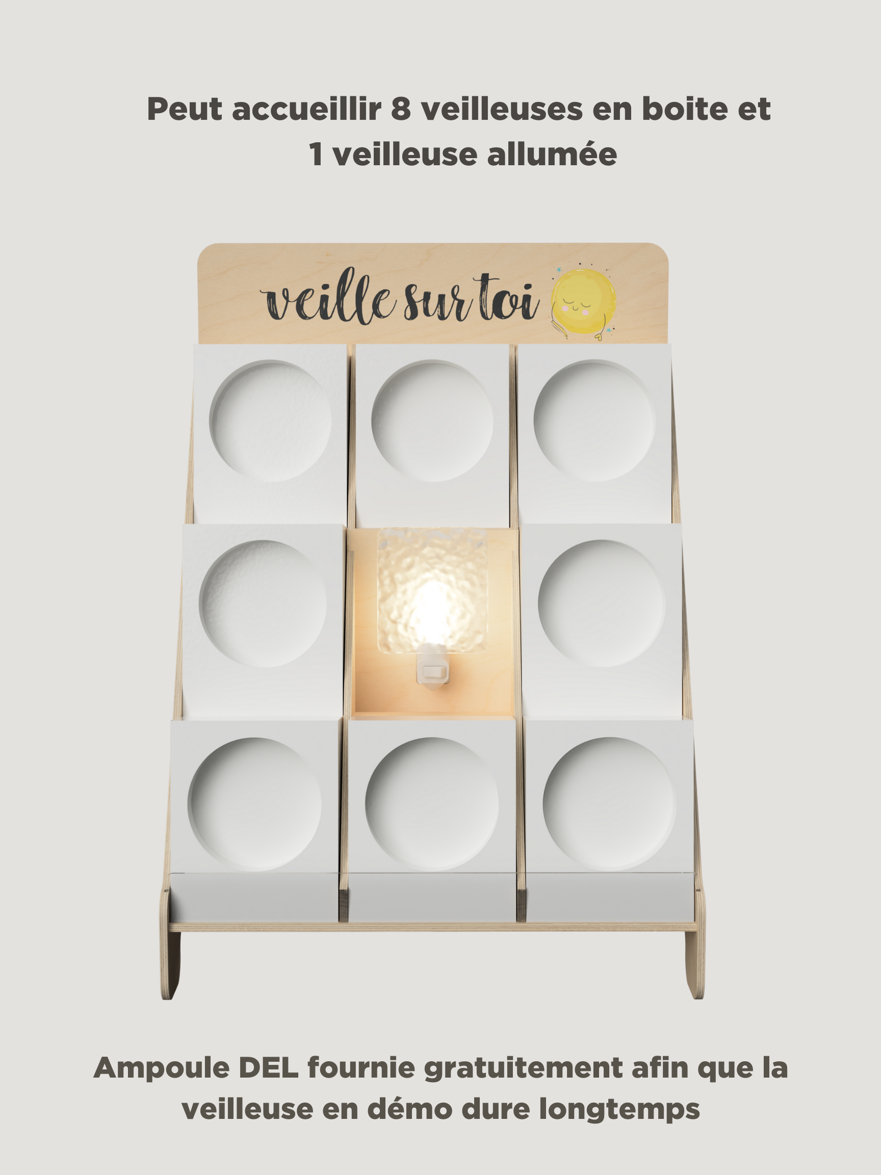 Night light display - Large 9 places - Veille sur toi