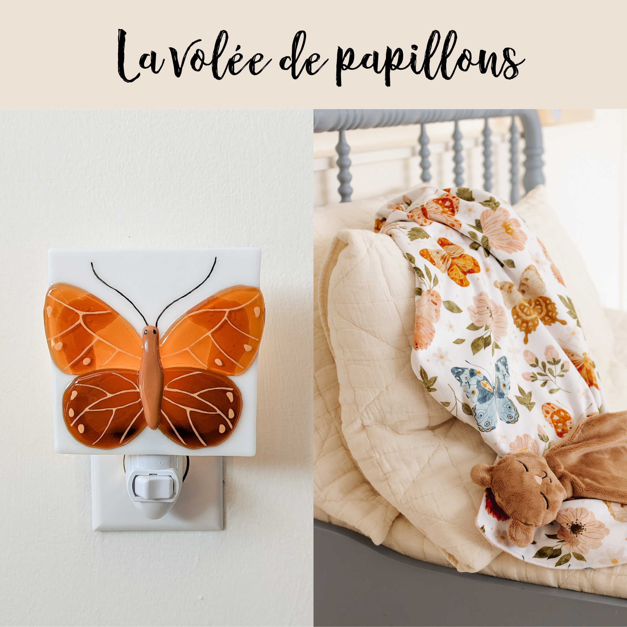 Veilleuse - La volée de papillons - Orangé - Veille sur toi