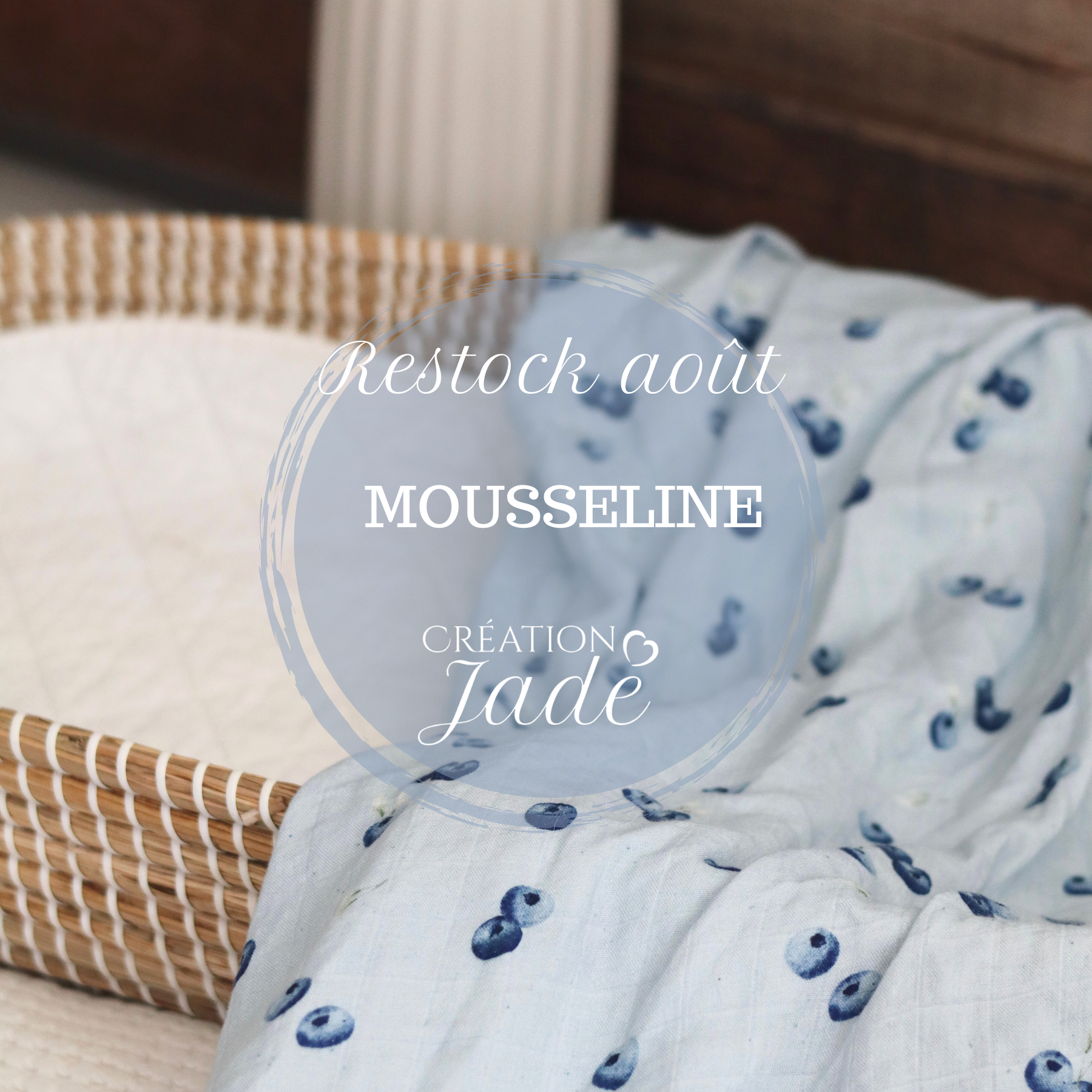Mousseline Création Jade - bambou & coton - Bleuets