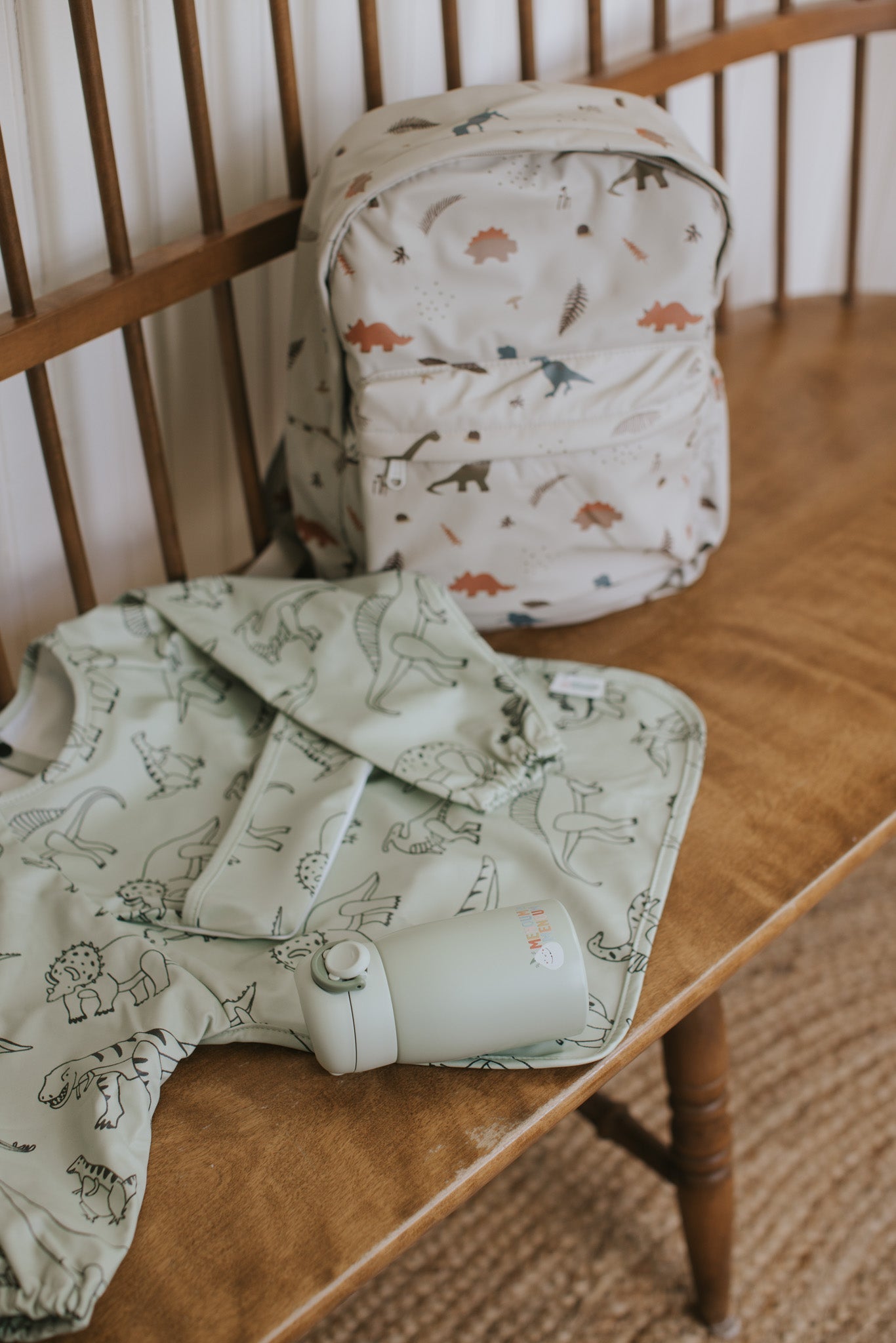 Long-sleeved bib - Dinosaur - Menoum