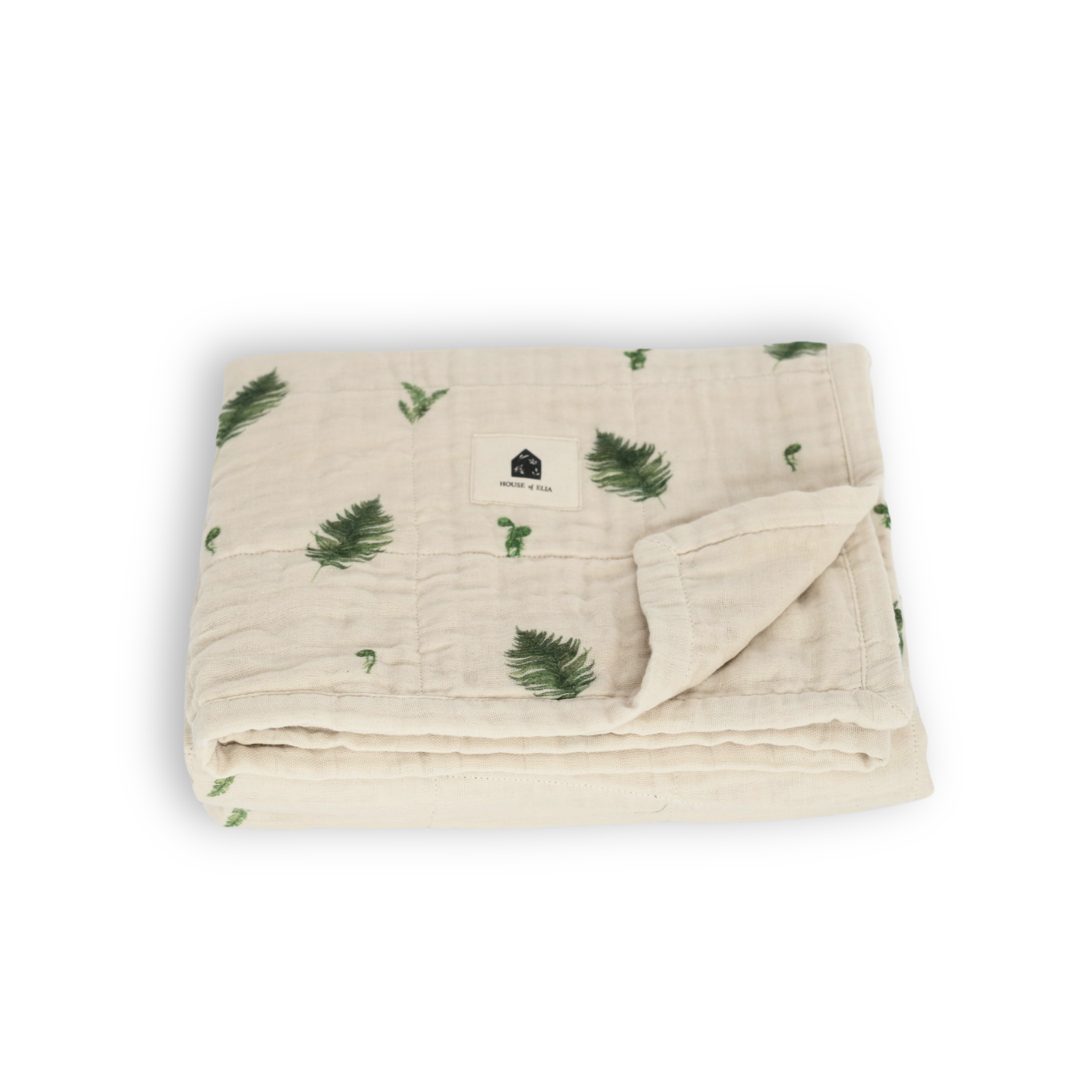 Organic Cotton Muslin Baby Blanket, 4 Layers, Crib Size (47 X 47) - Fern - PRE-ORDER
