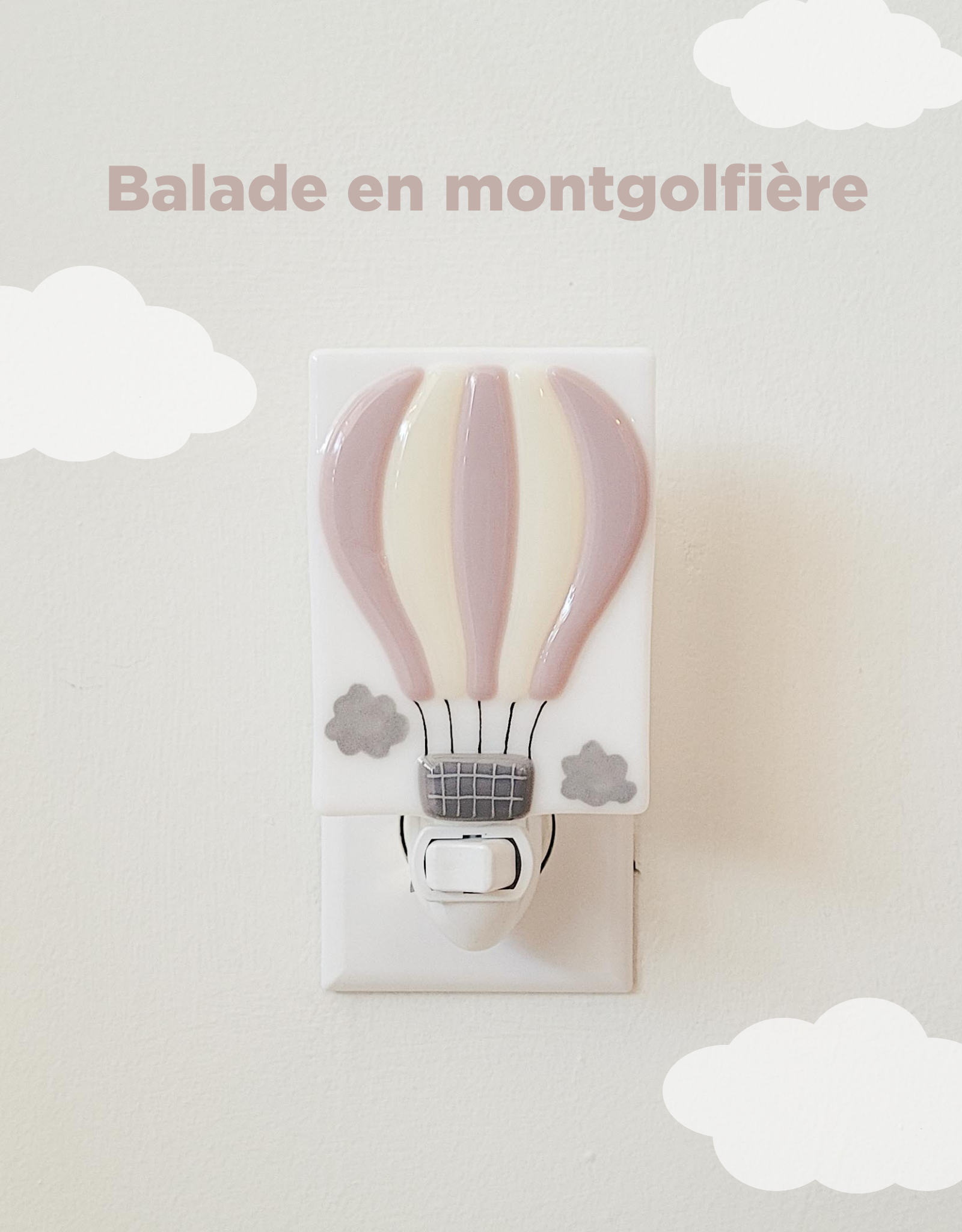 Night Light - Hot Air Balloon Ride - Vintage Pink - Veille sur toi