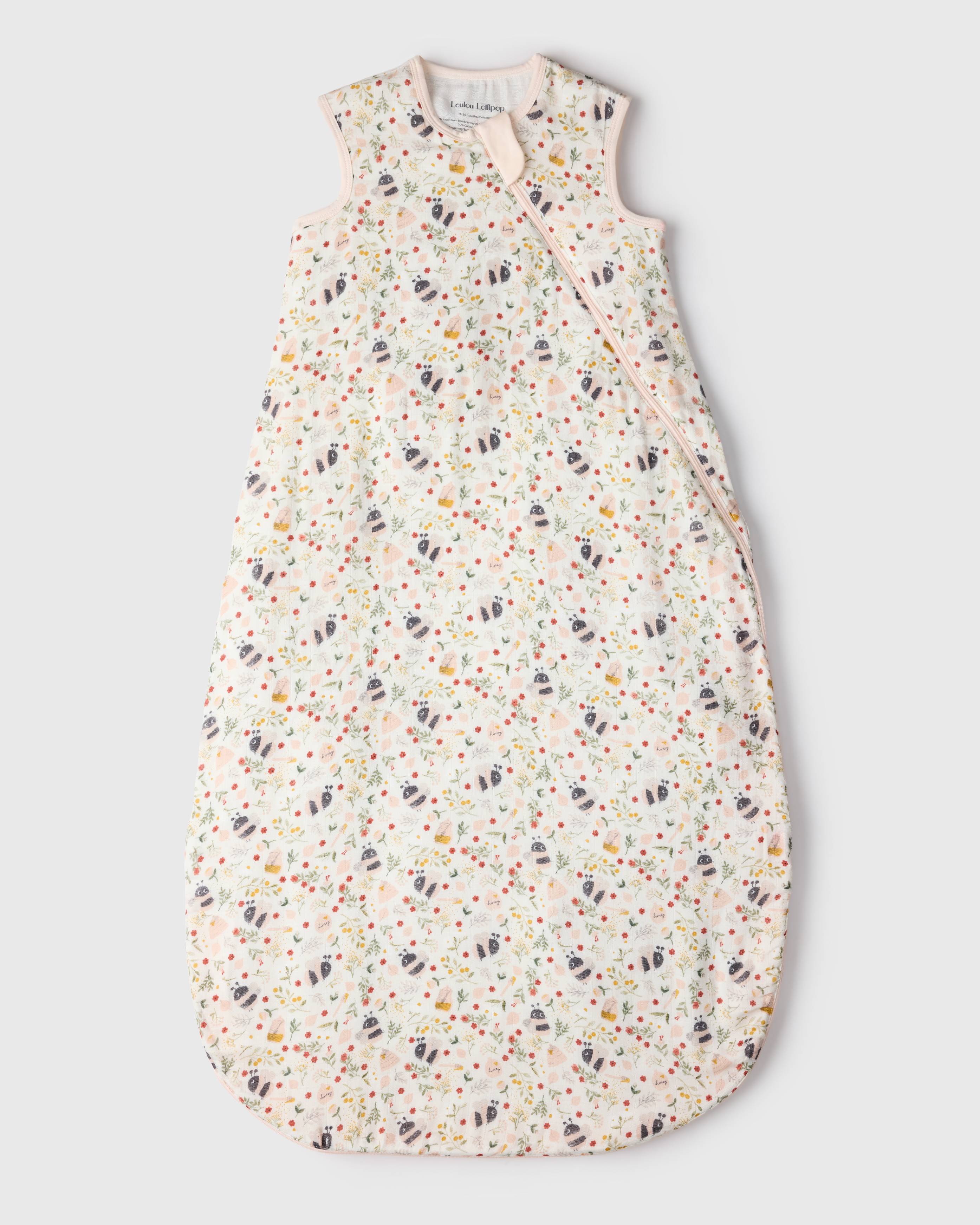 Muslin Lightweight Sleep Bag 0.5 TOG - Bumble Bees