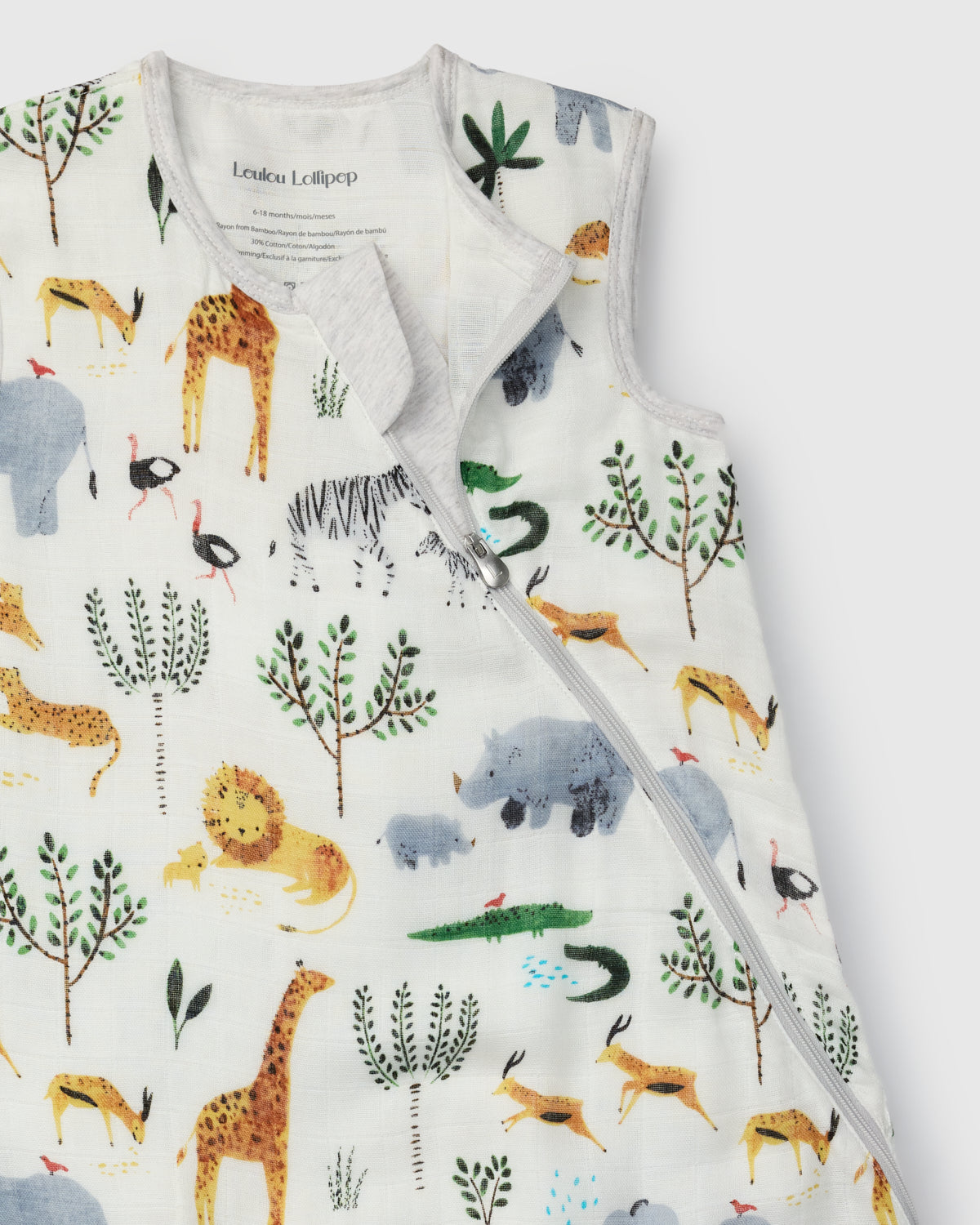 Muslin Lightweight Sleep Bag 0.5 TOG - Safari Jungle