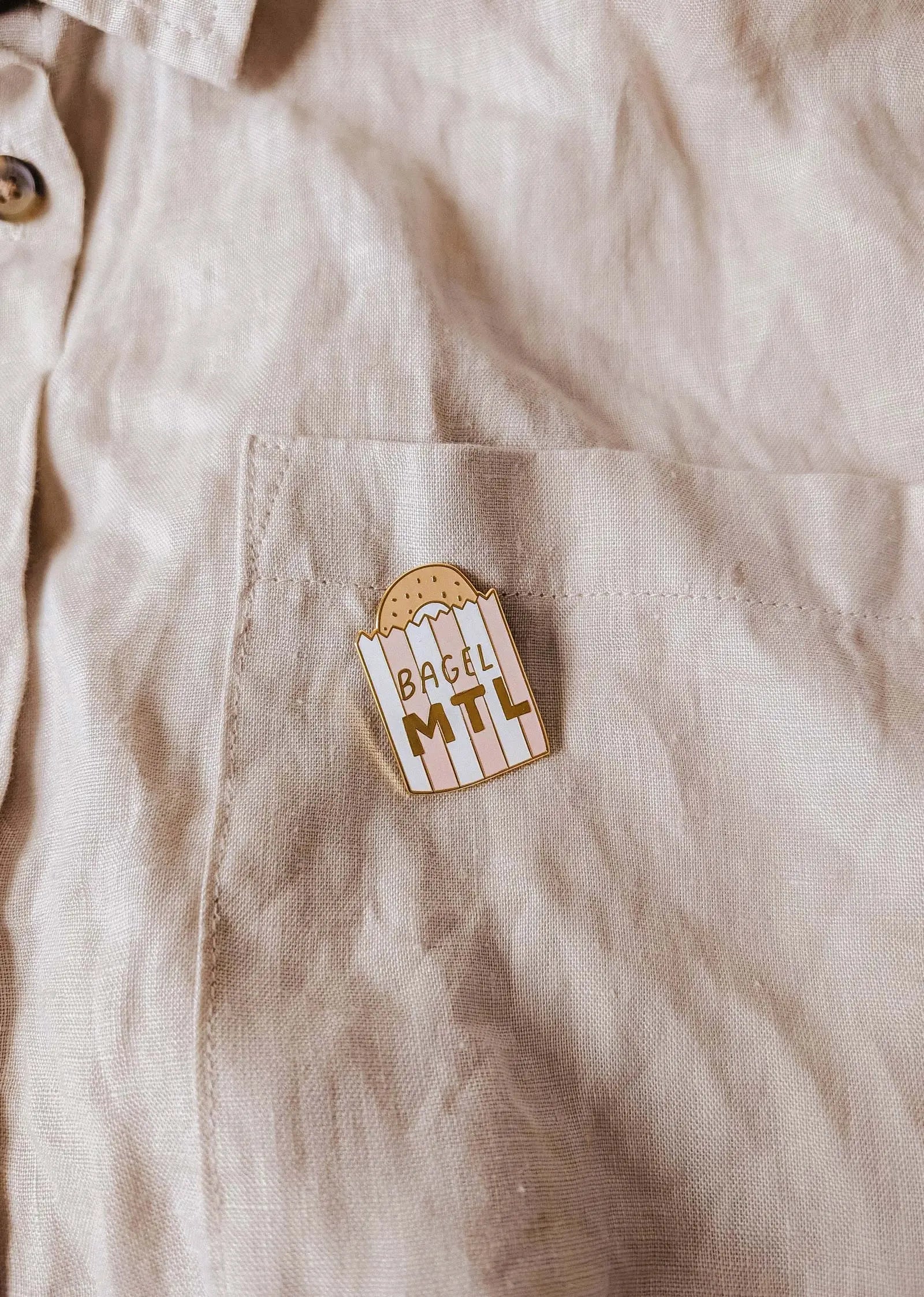 Bagel MTL Enamel Pin Mimi & August