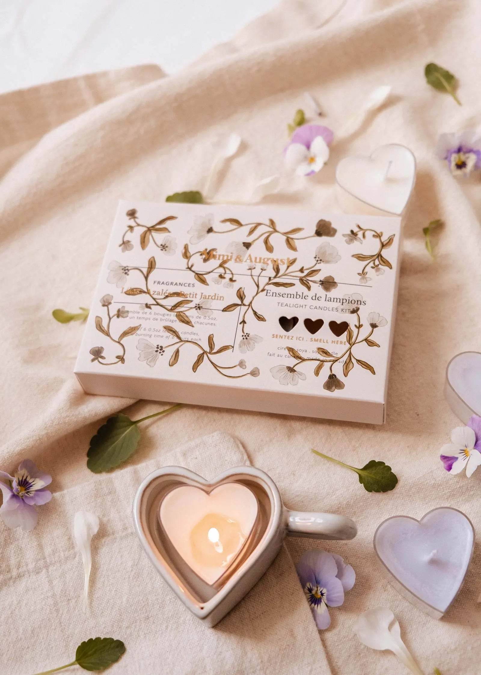 Blush Hearts Candle Tealight Mimi & August