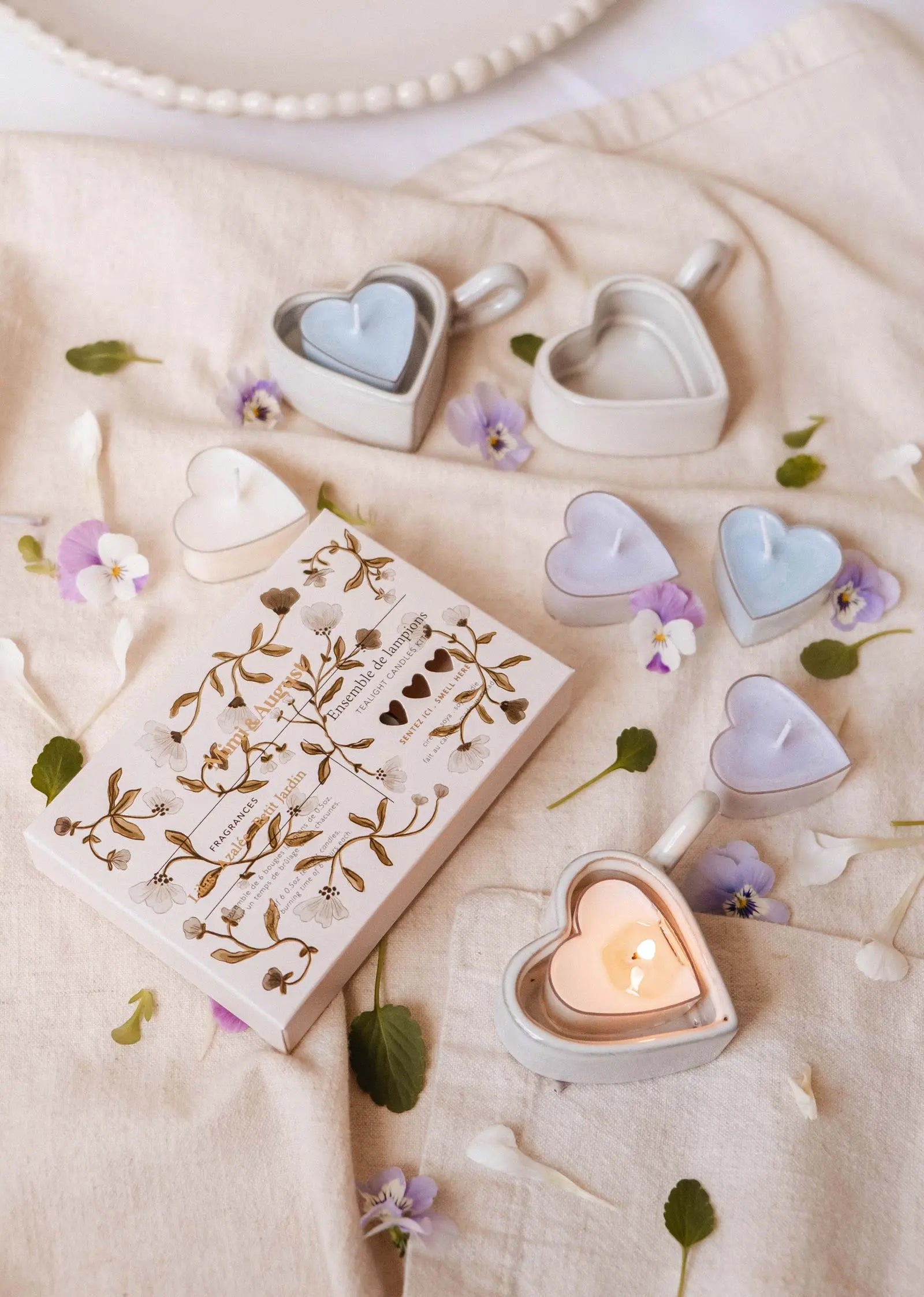 Blush Hearts Candle Tealight Mimi & August