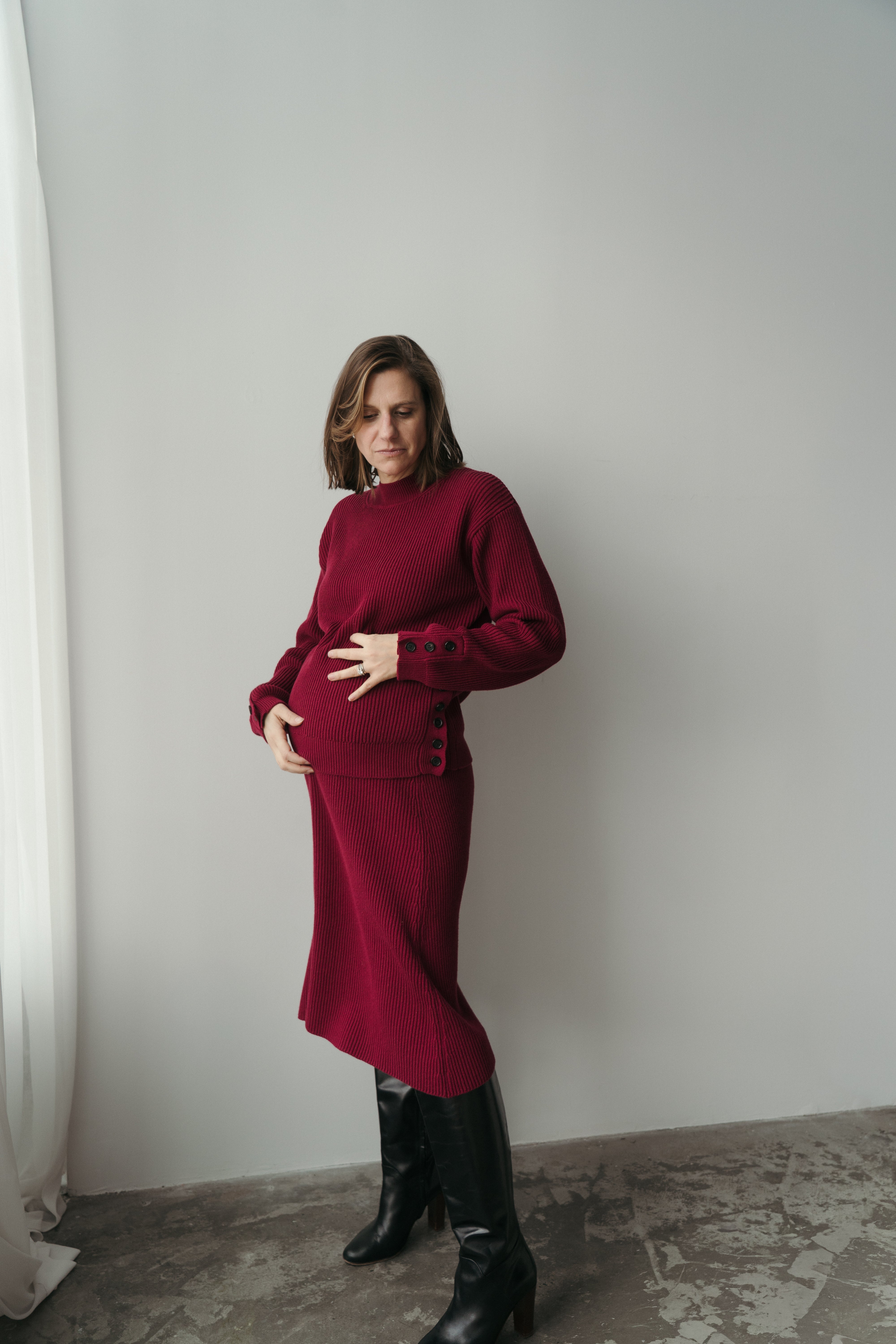 Charlotte - Jupe de maternité bordeaux - Coton Bio