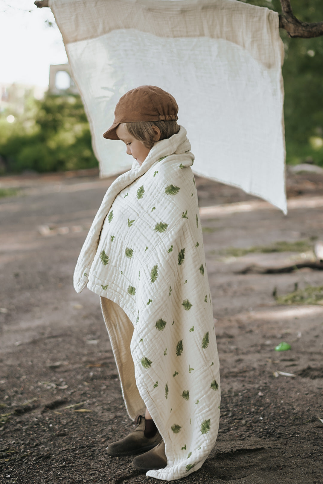 Organic Cotton Muslin Baby Blanket, 4 Layers, Crib Size (47 X 47) - Fern - PRE-ORDER