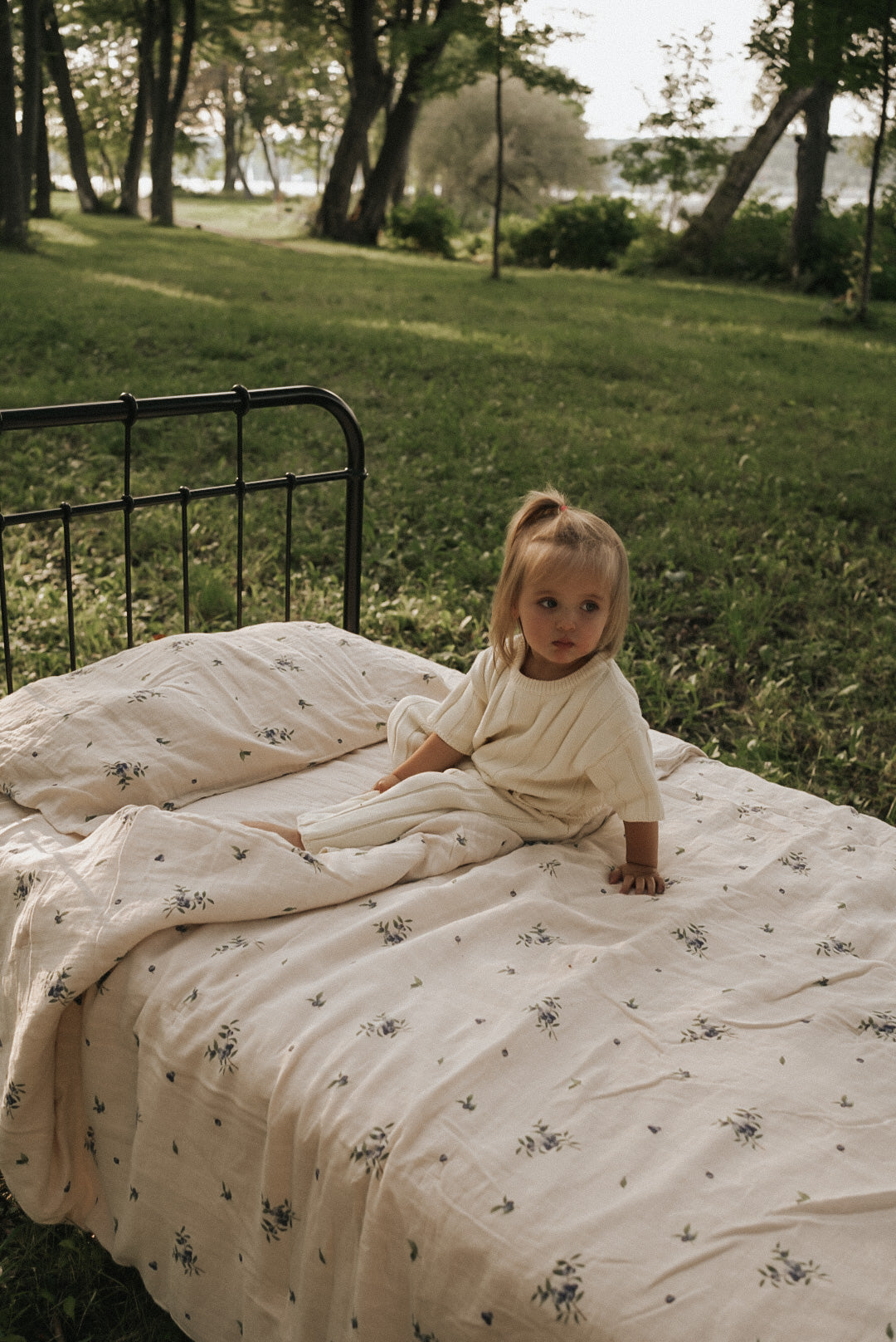 Organic Cotton Muslin Comforter & Pillowcase Set - Blueberry - PRE-ORDER