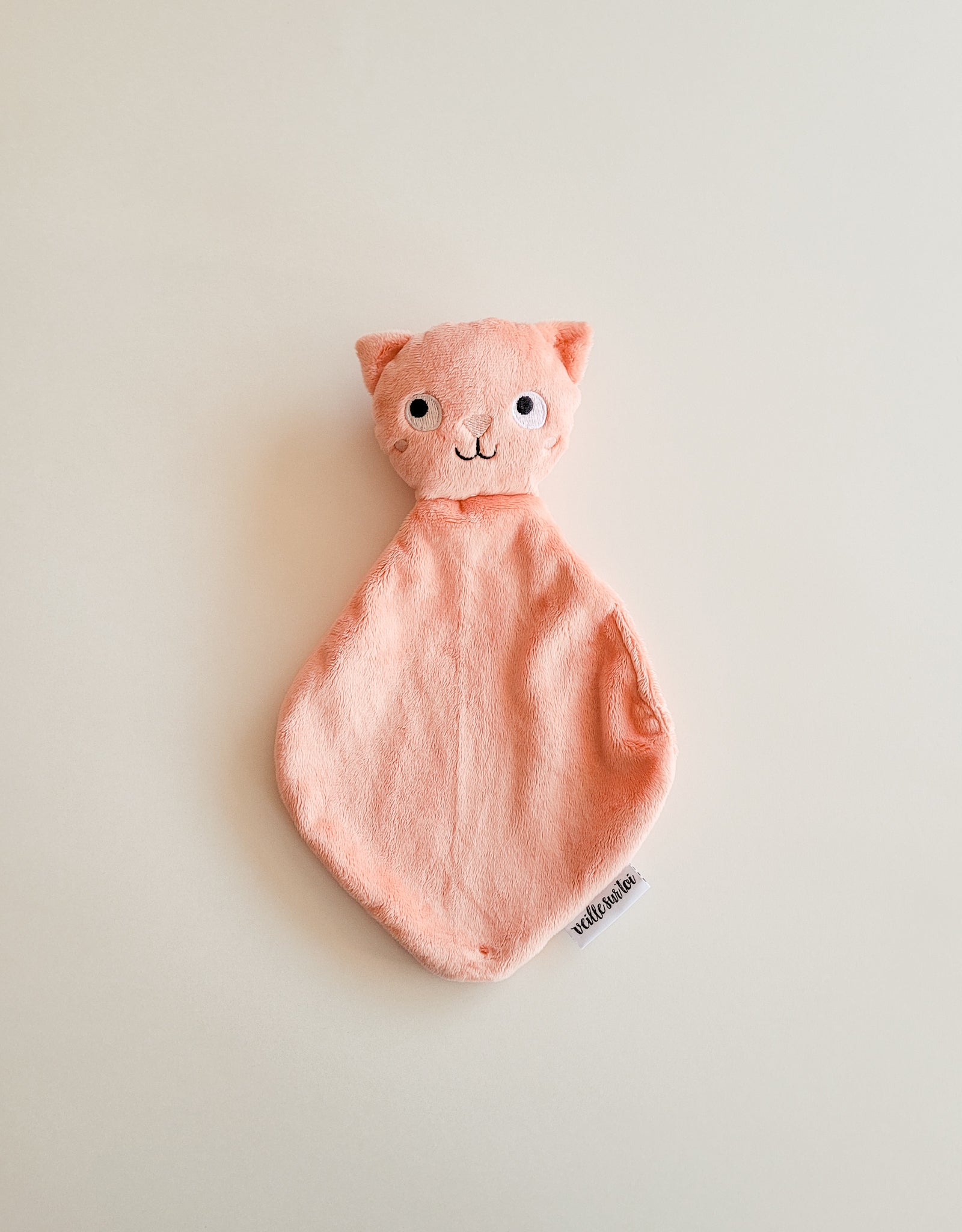 Mini Cat Baby Blankie - Coral - Veille sur toi