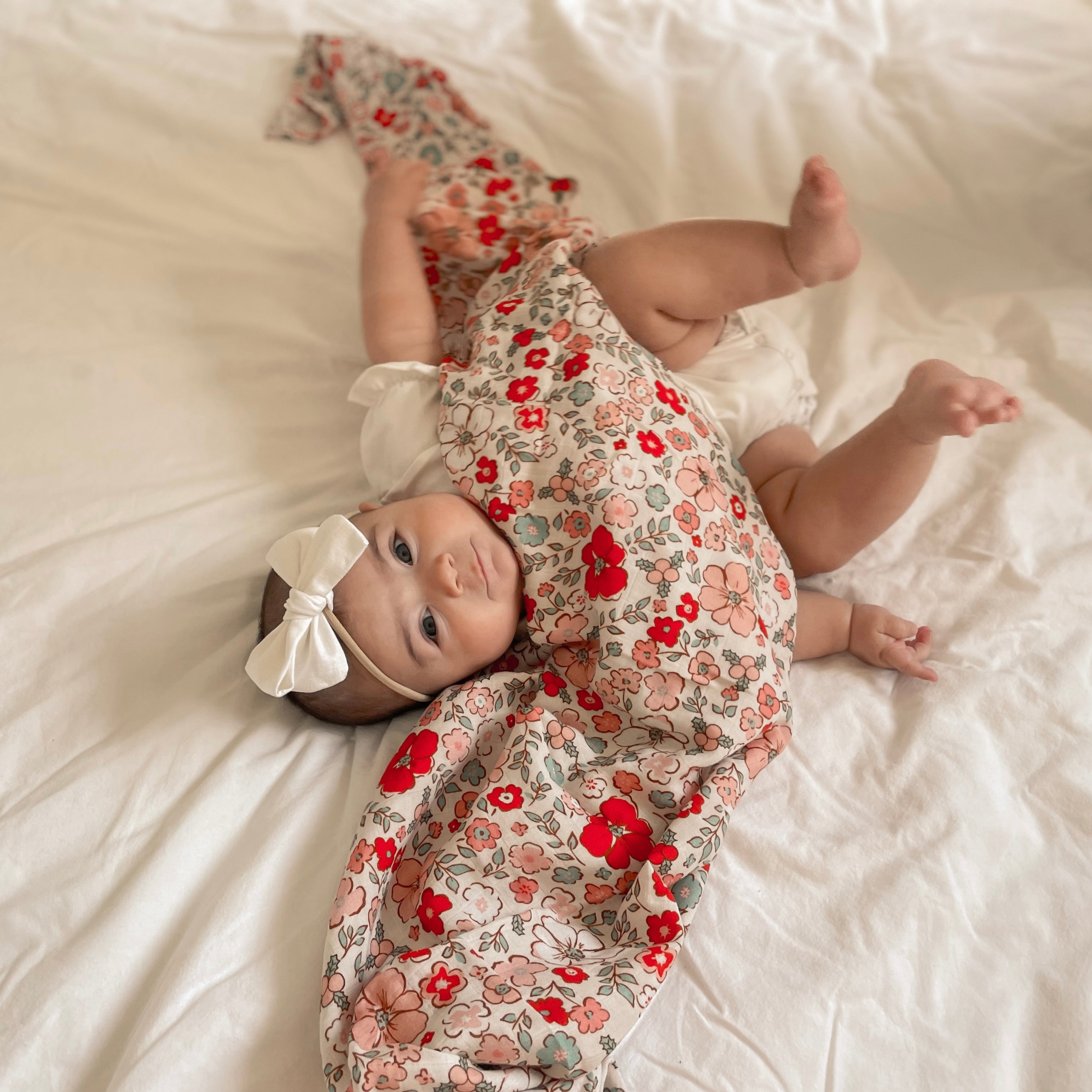 Mousseline Création Jade - bambou & coton - Christmas floral
