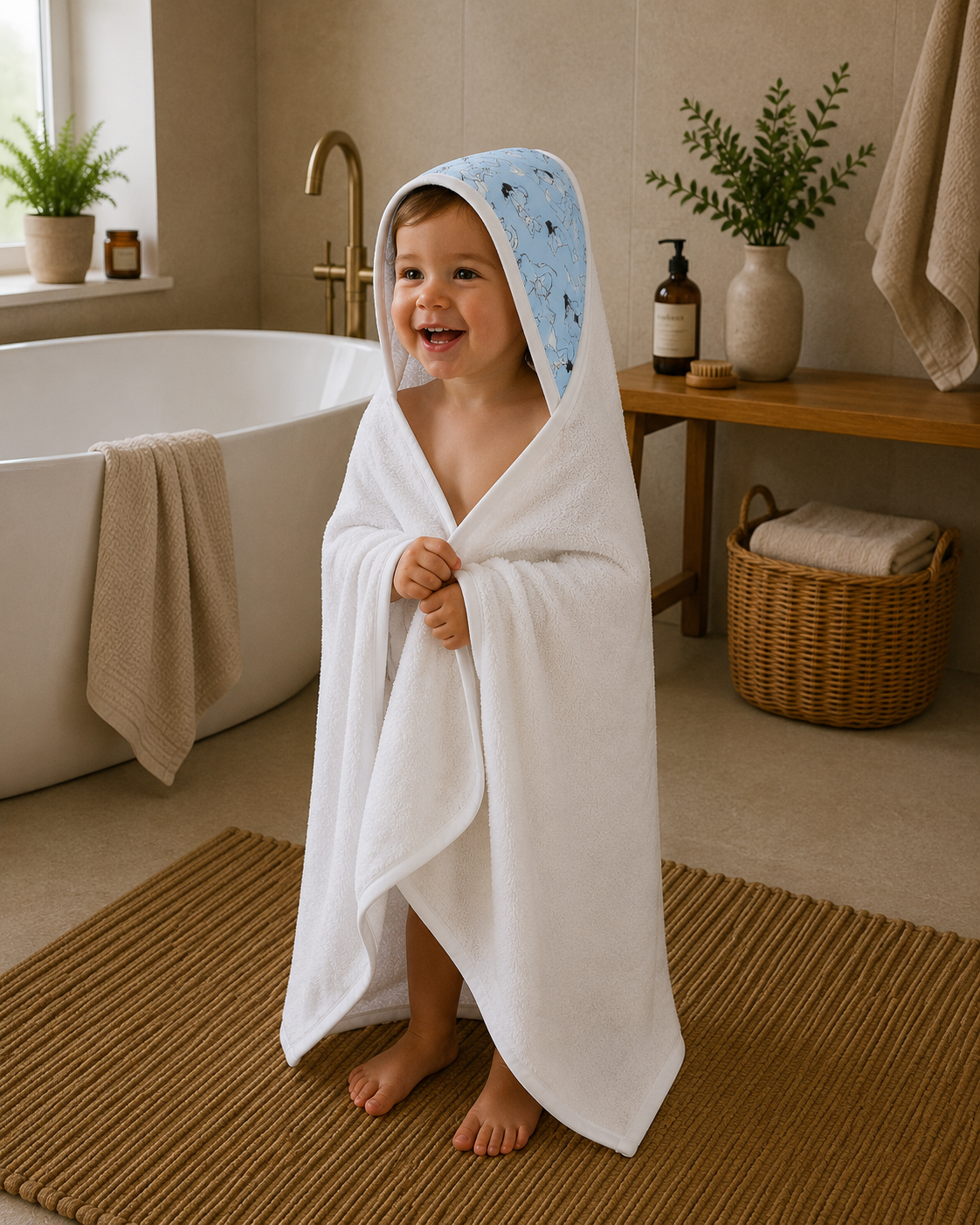 Cape de bain et gant - Pensif