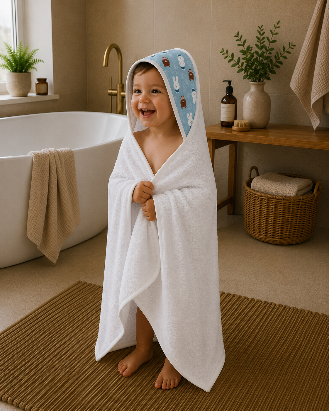 Cape de bain et gant - Appliqué