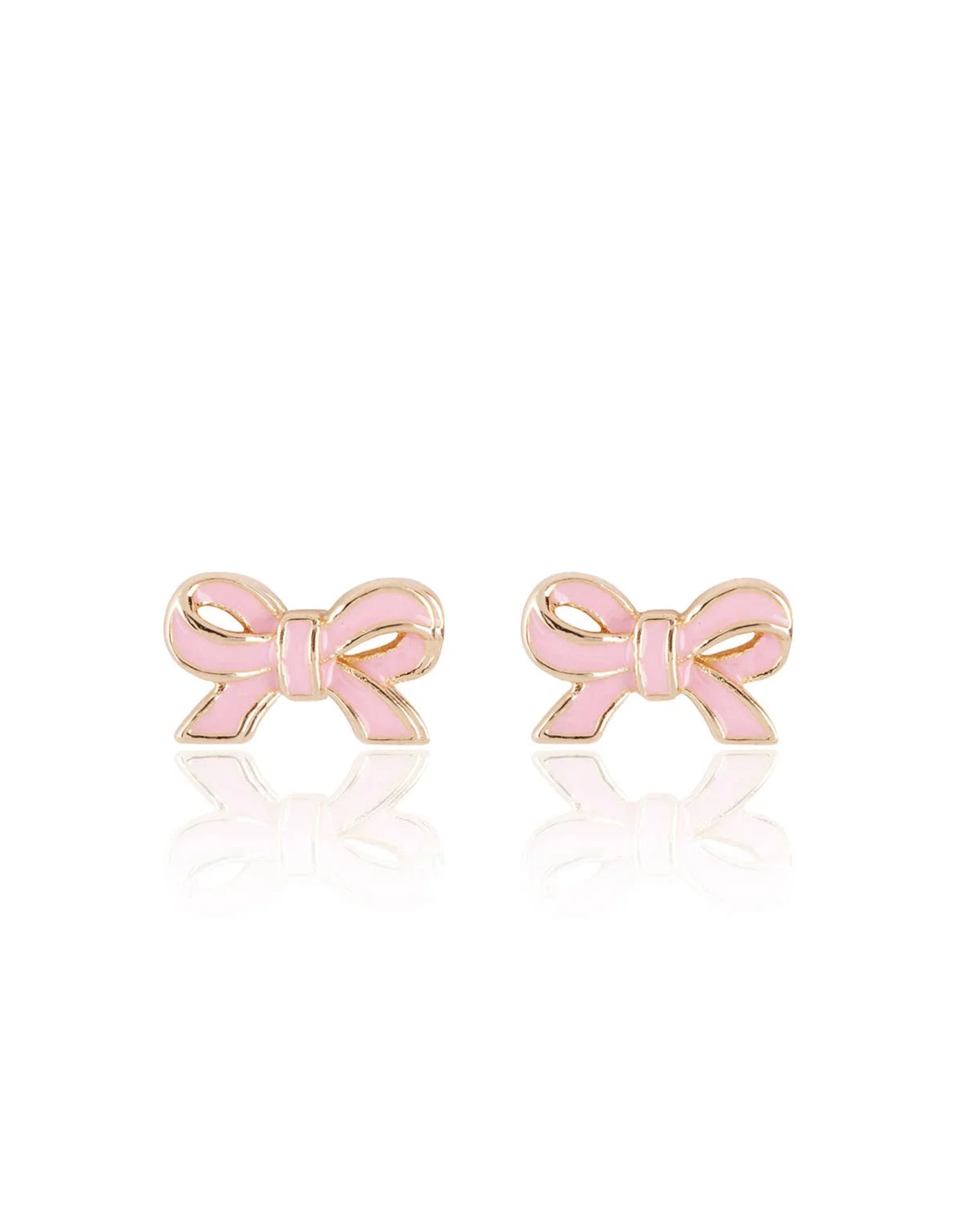 Enamel Stud Earrings - Pretty Pink Bow - Girl Nation