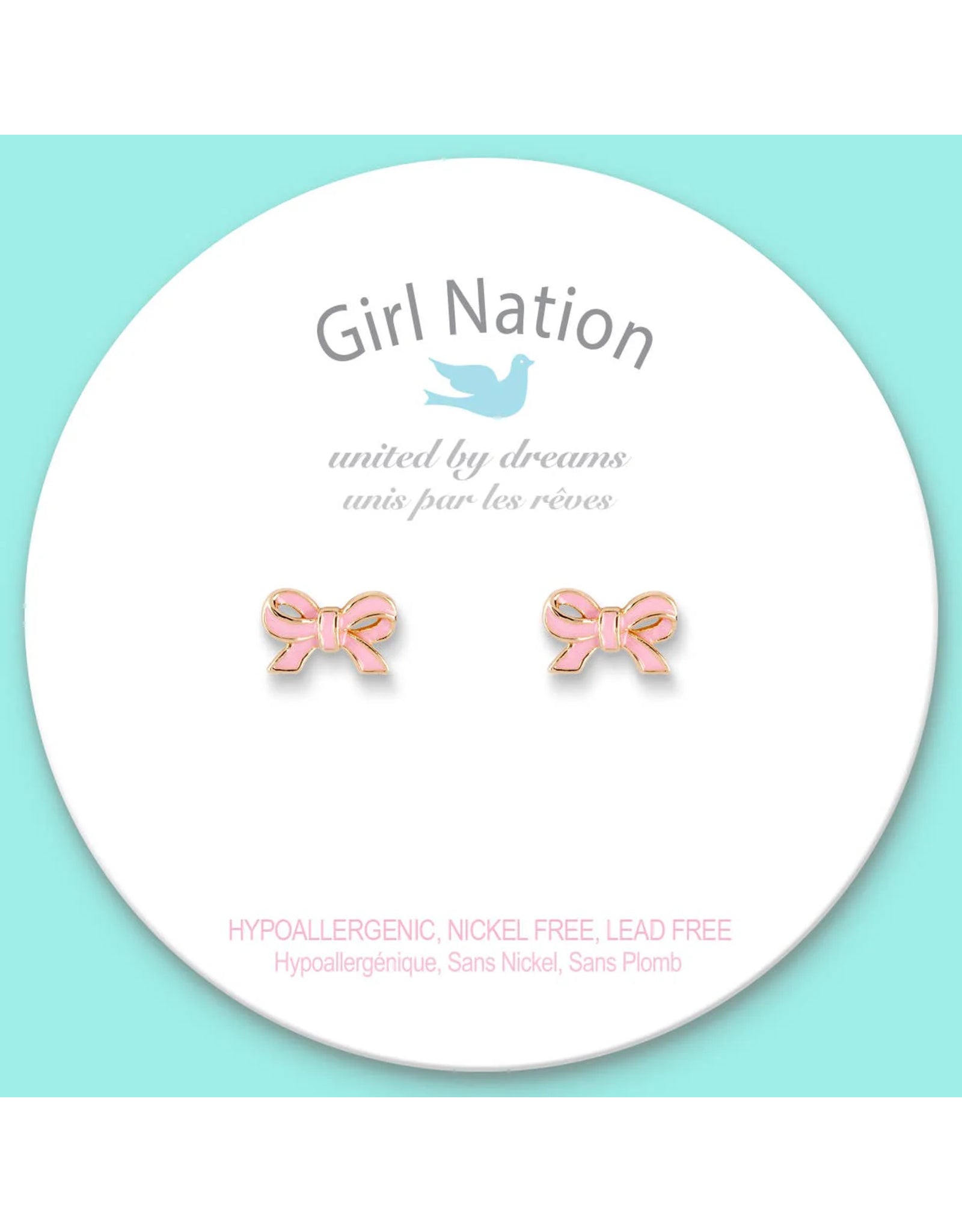 Enamel Stud Earrings - Pretty Pink Bow - Girl Nation