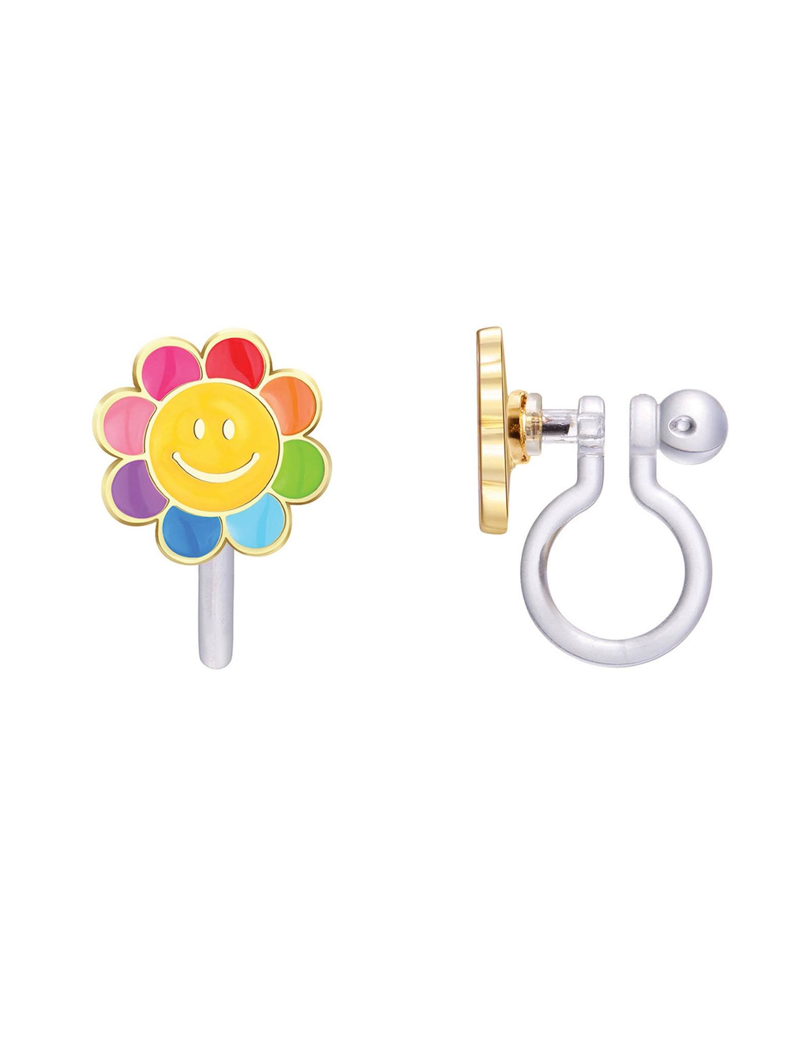 Enamel Clip-on Earrings - Rainbow Flower - Girl Nation