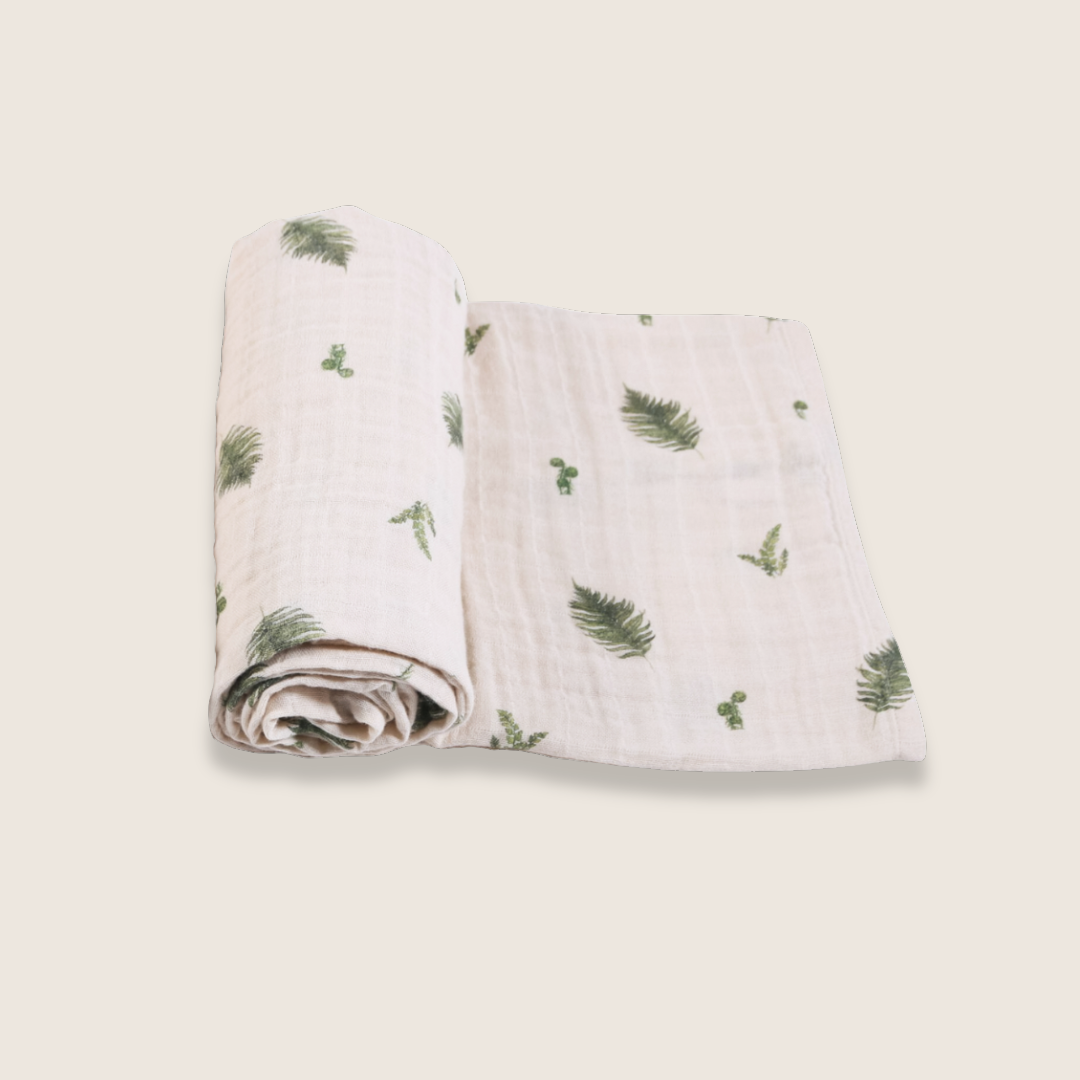 Organic Cotton Muslin Swaddle Blanket - Fern - PRE-ORDER