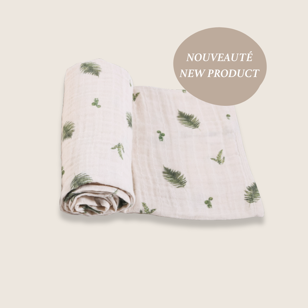 Organic Cotton Muslin Swaddle Blanket - Fern - PRE-ORDER