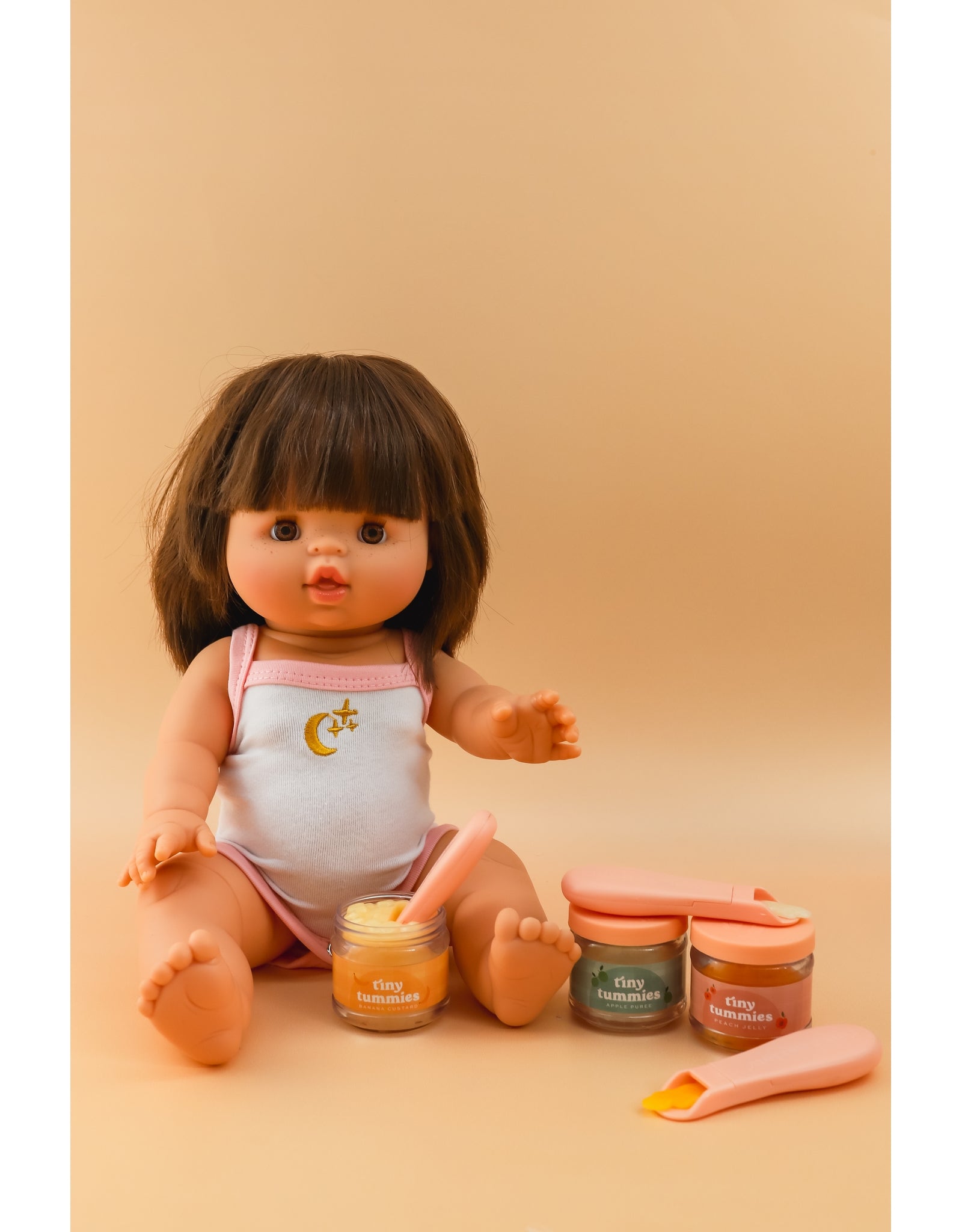 Tiny Tummies chocolate pudding food jar and spoon set - Tiny Harlow