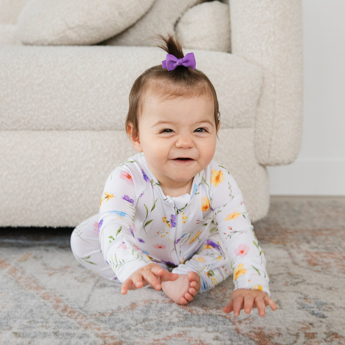Wildflower Bamboo Zippered Romper Lulush The Label Kids Clothing