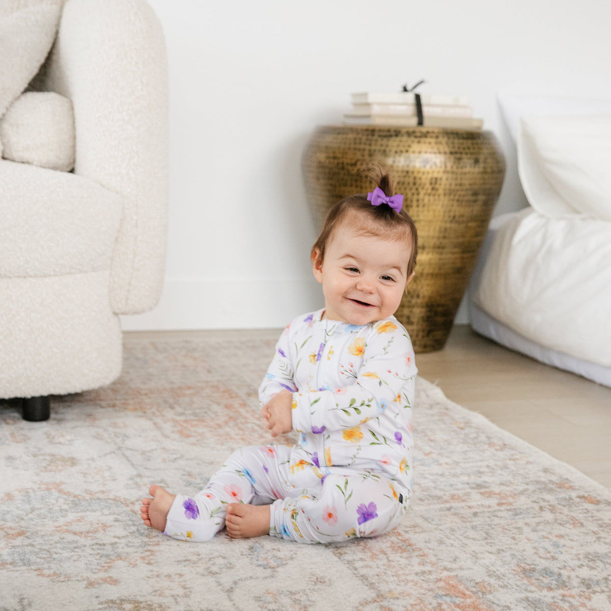 Wildflower Bamboo Zippered Romper Lulush The Label Kids Clothing
