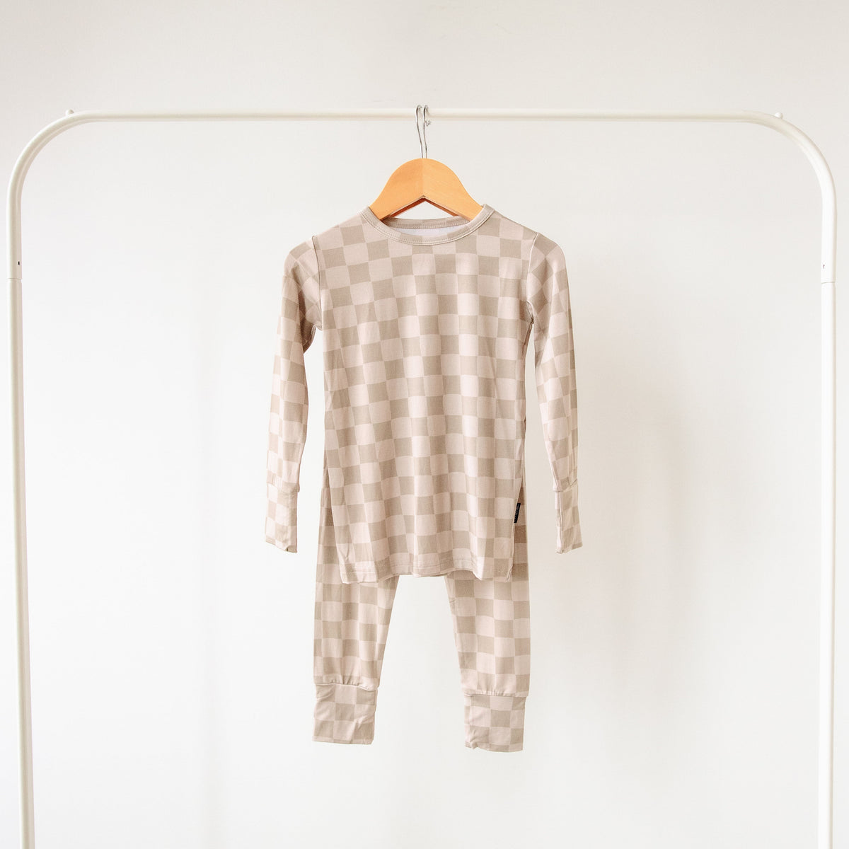 Taupe Checkerboard Two-Piece Pajama Set Lulush The Label Kids Clothing