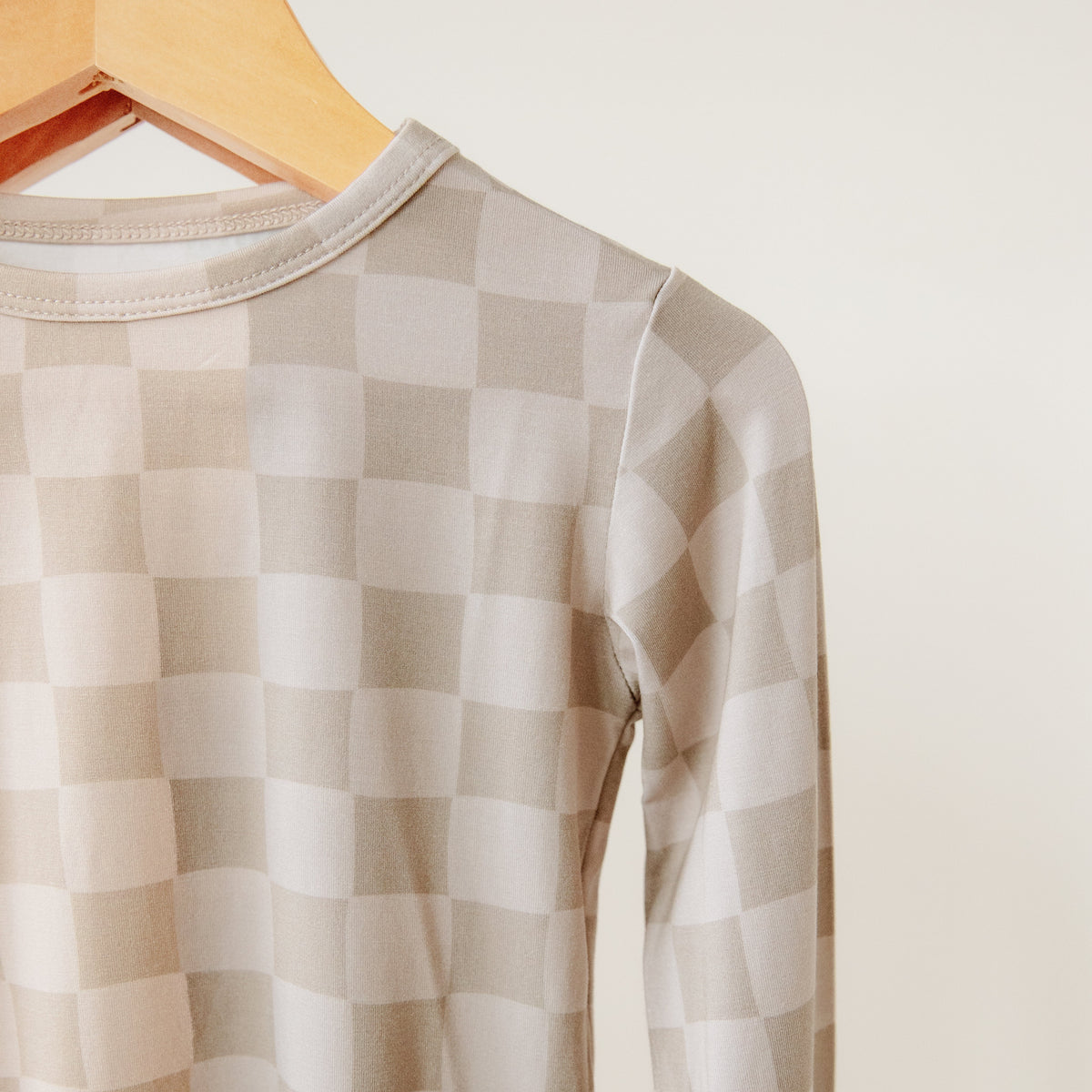 Taupe Checkerboard Two-Piece Pajama Set Lulush The Label Kids Clothing