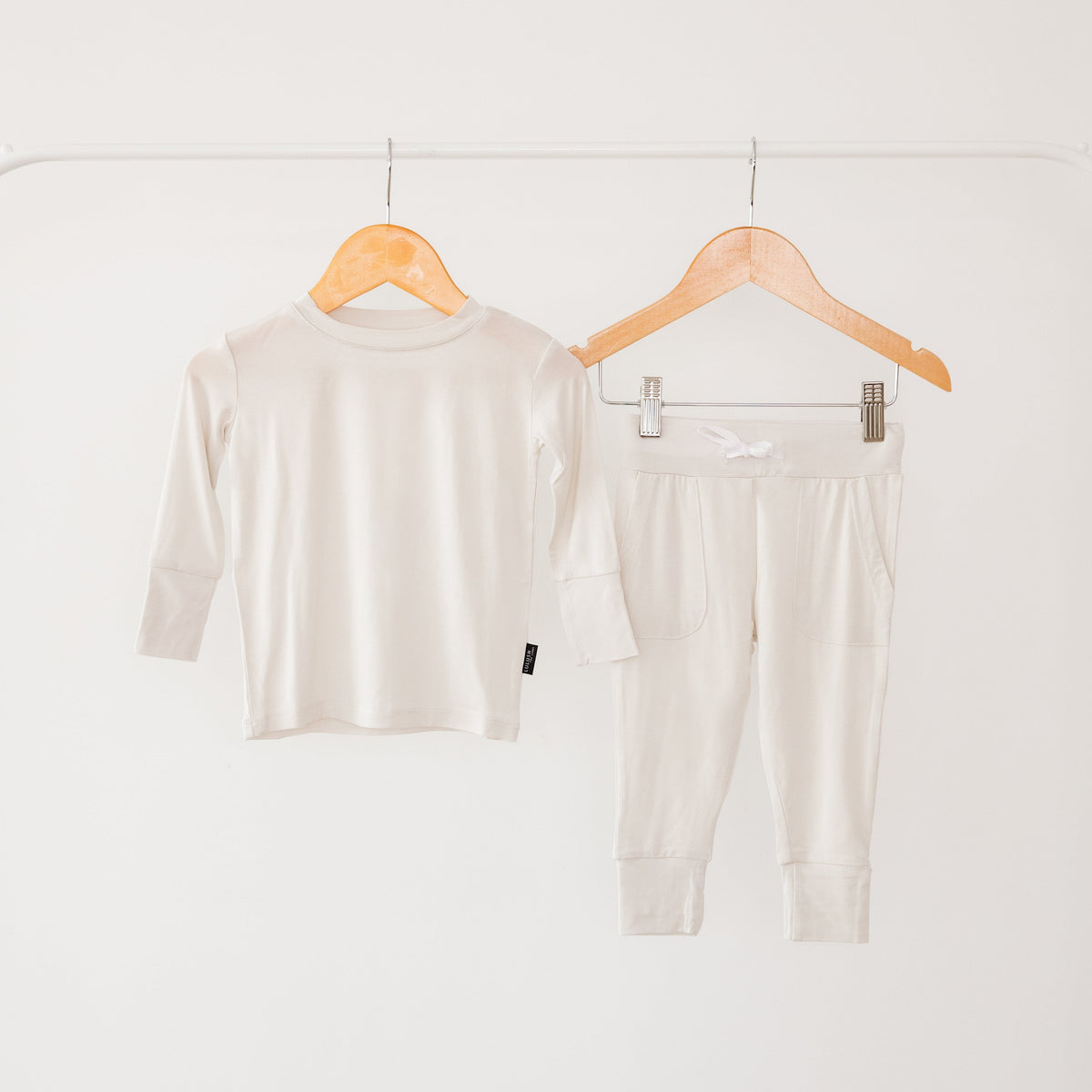 Cloud Grey Bamboo 2-Piece Long Sleeve Jogger Set Lulush The Label Kids Clothing