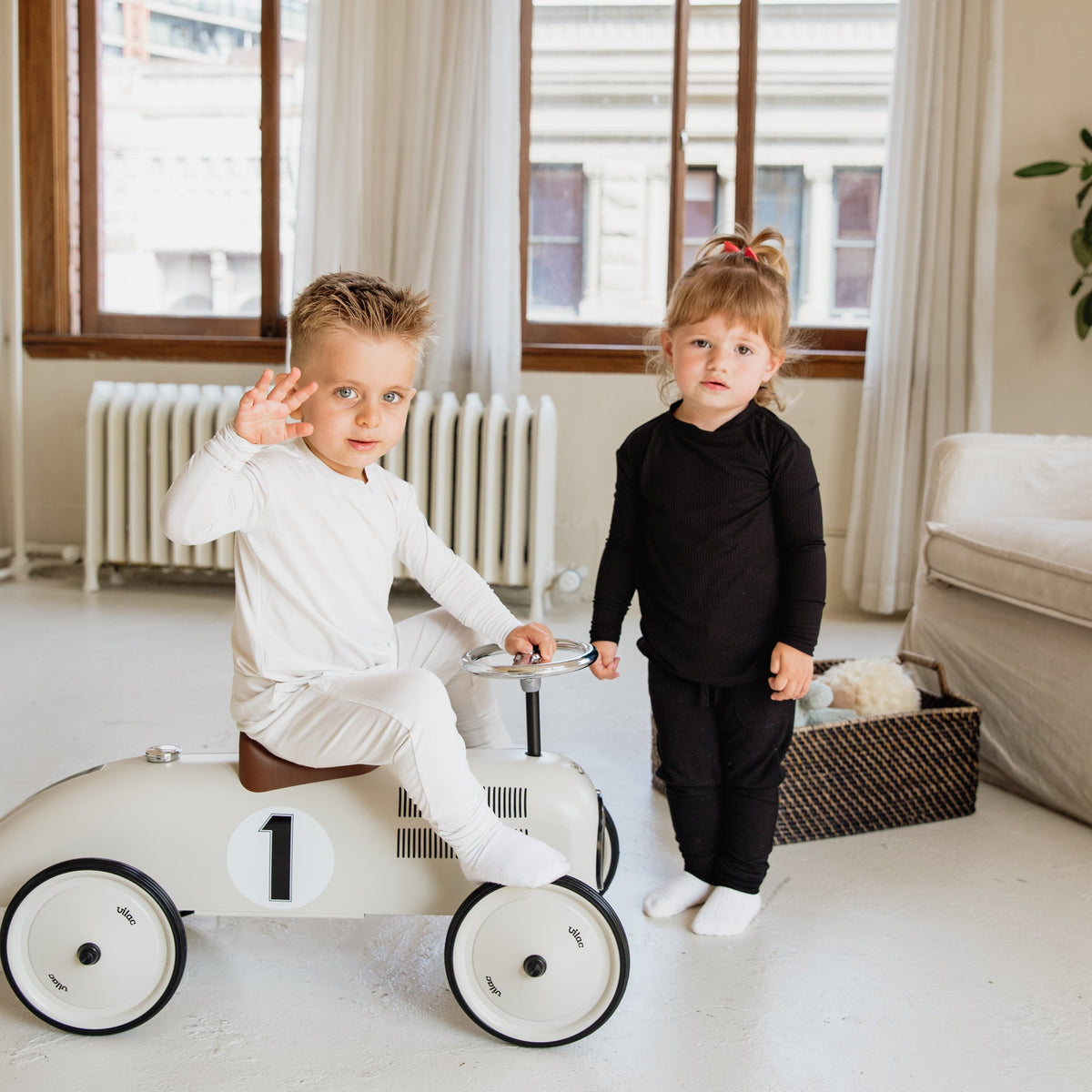 Cloud Grey Bamboo 2-Piece Long Sleeve Jogger Set Lulush The Label Kids Clothing