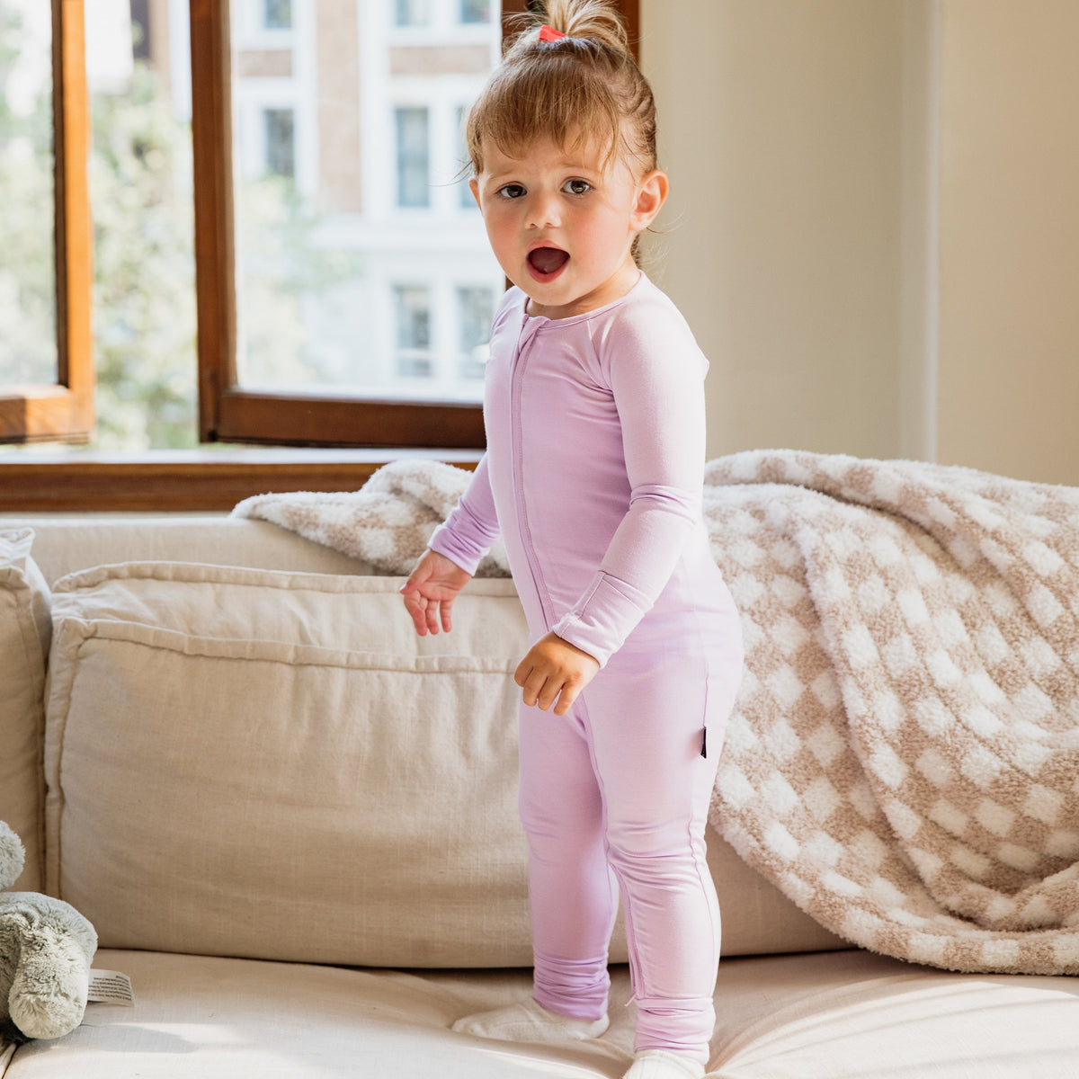 Lilac Bamboo Convertible Zippered Romper Lulush The Label Kids Clothing