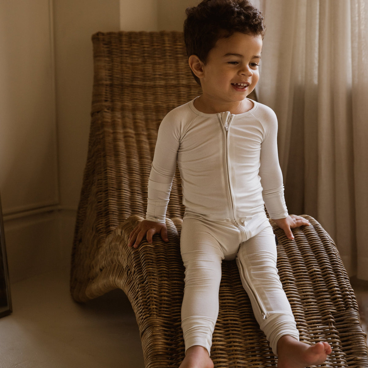Cloud Grey Bamboo Convertible Zippered Romper Lulush The Label Kids Clothing