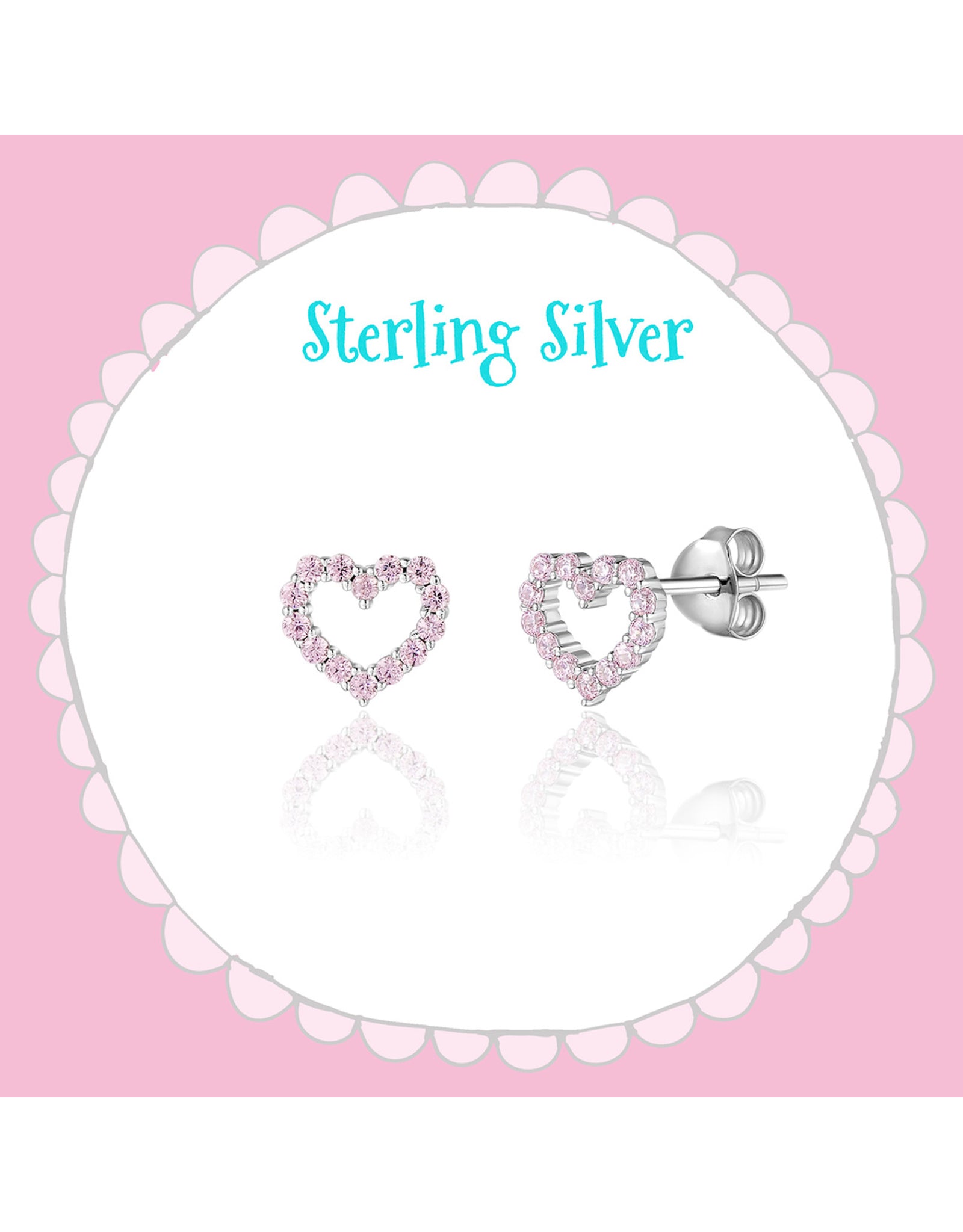 Silver Earrings - Pink Hearts - Girl Nation