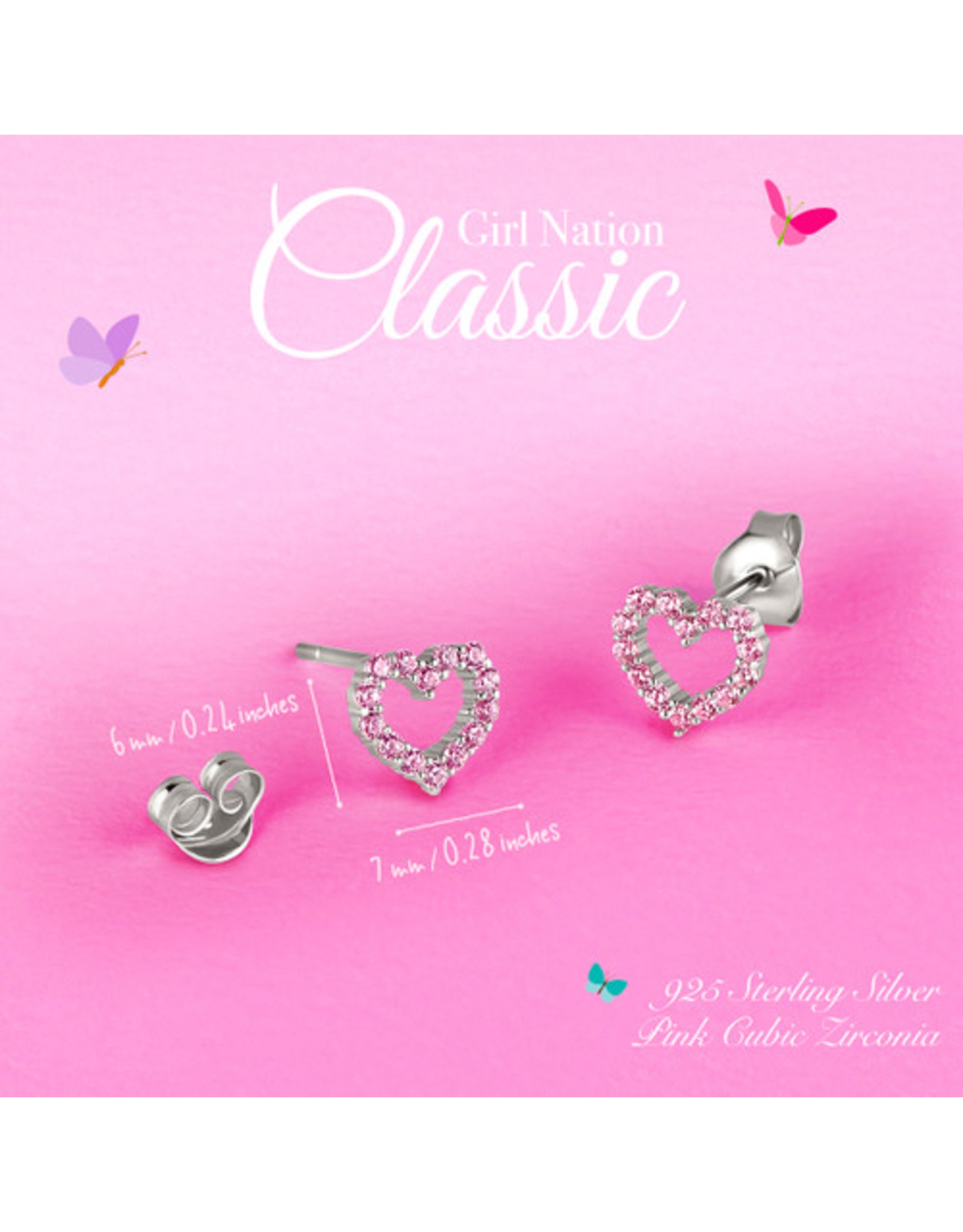 Silver Earrings - Pink Hearts - Girl Nation