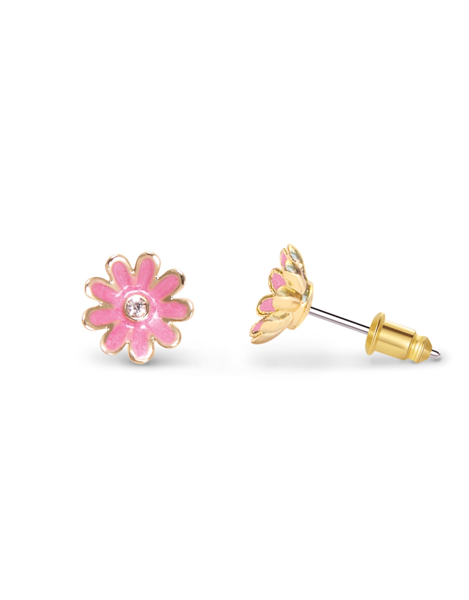 Enamel Stud Earrings - Pink Daisy - Girl Nation