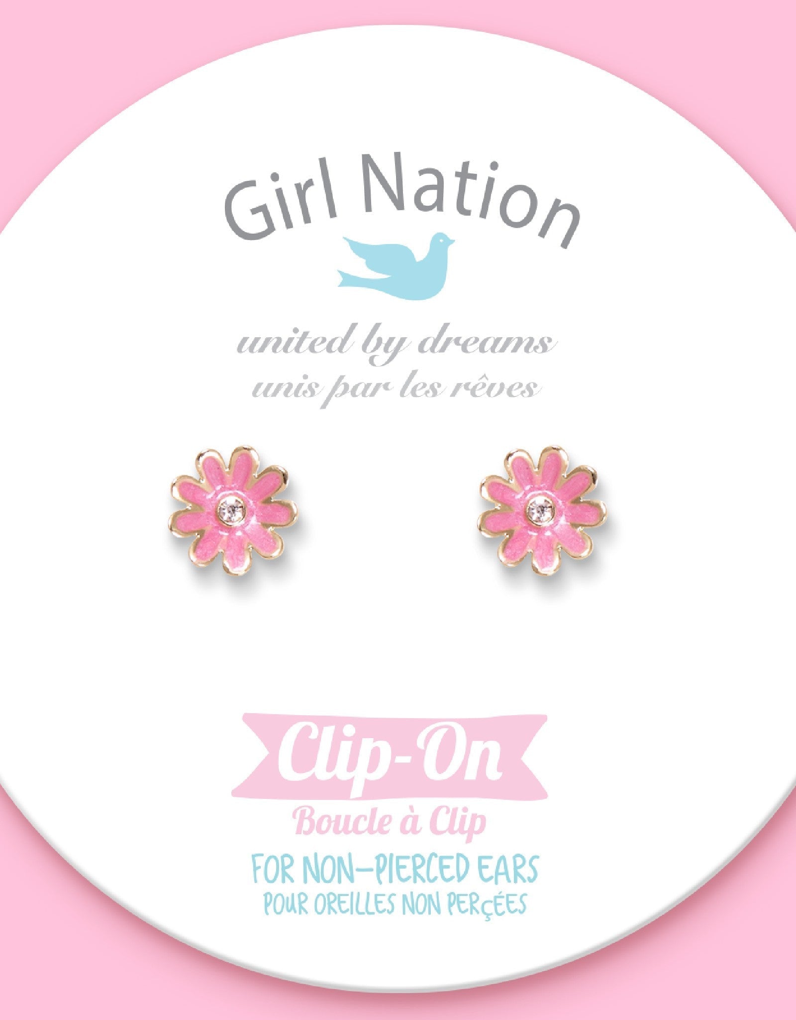 Enamel Clip-on Earrings - Pink Daisy - Girl Nation