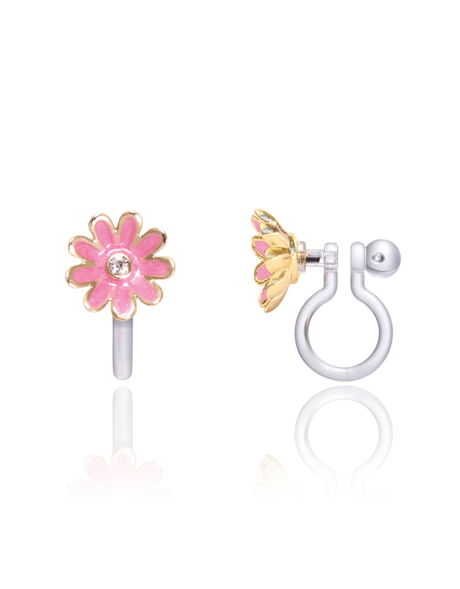 Enamel Clip-on Earrings - Pink Daisy - Girl Nation