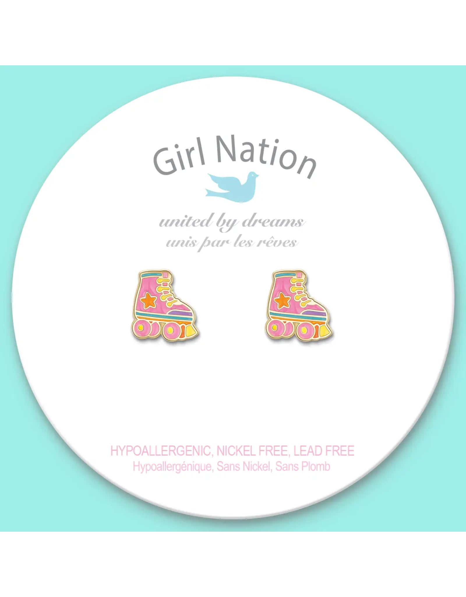 Enamel Stud Earrings - Roller Skates - Girl Nation