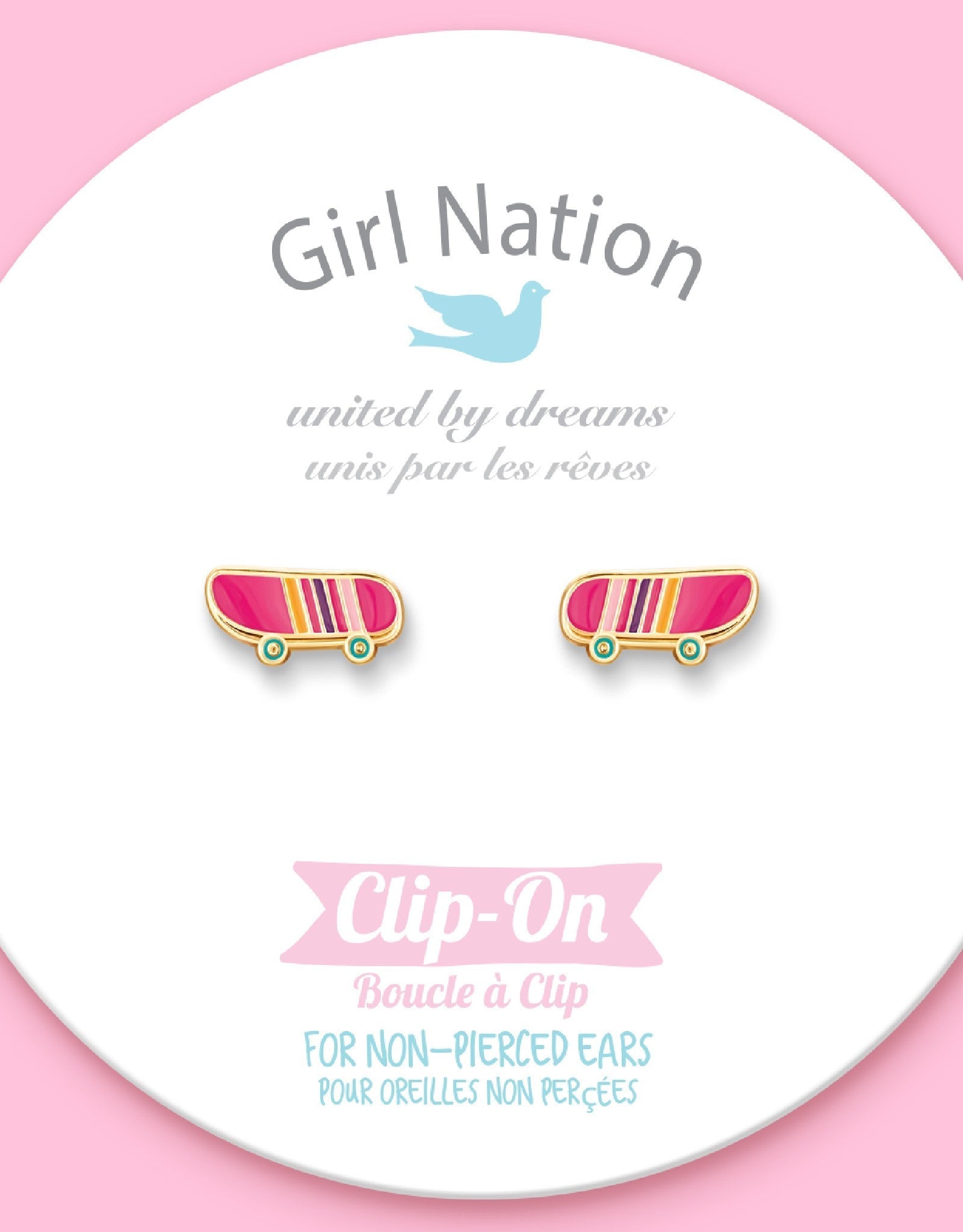 Enamel Clip-on Earrings - Sassy Skateboard - Girl Nation